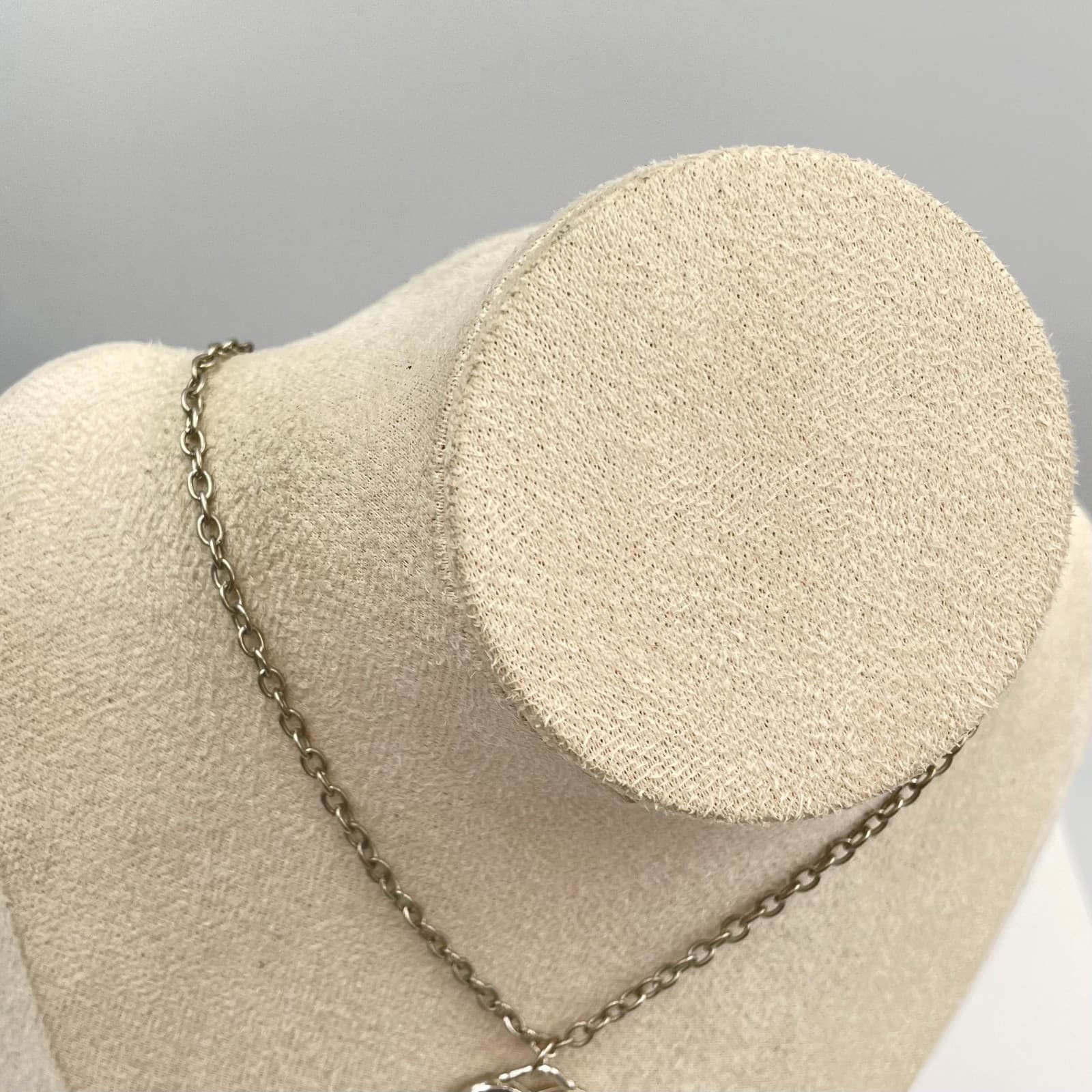 Vintage Silver Heart Pendant Necklace Open Heart Charm 18" Chain Jewelry Gift - Thumbnail 4