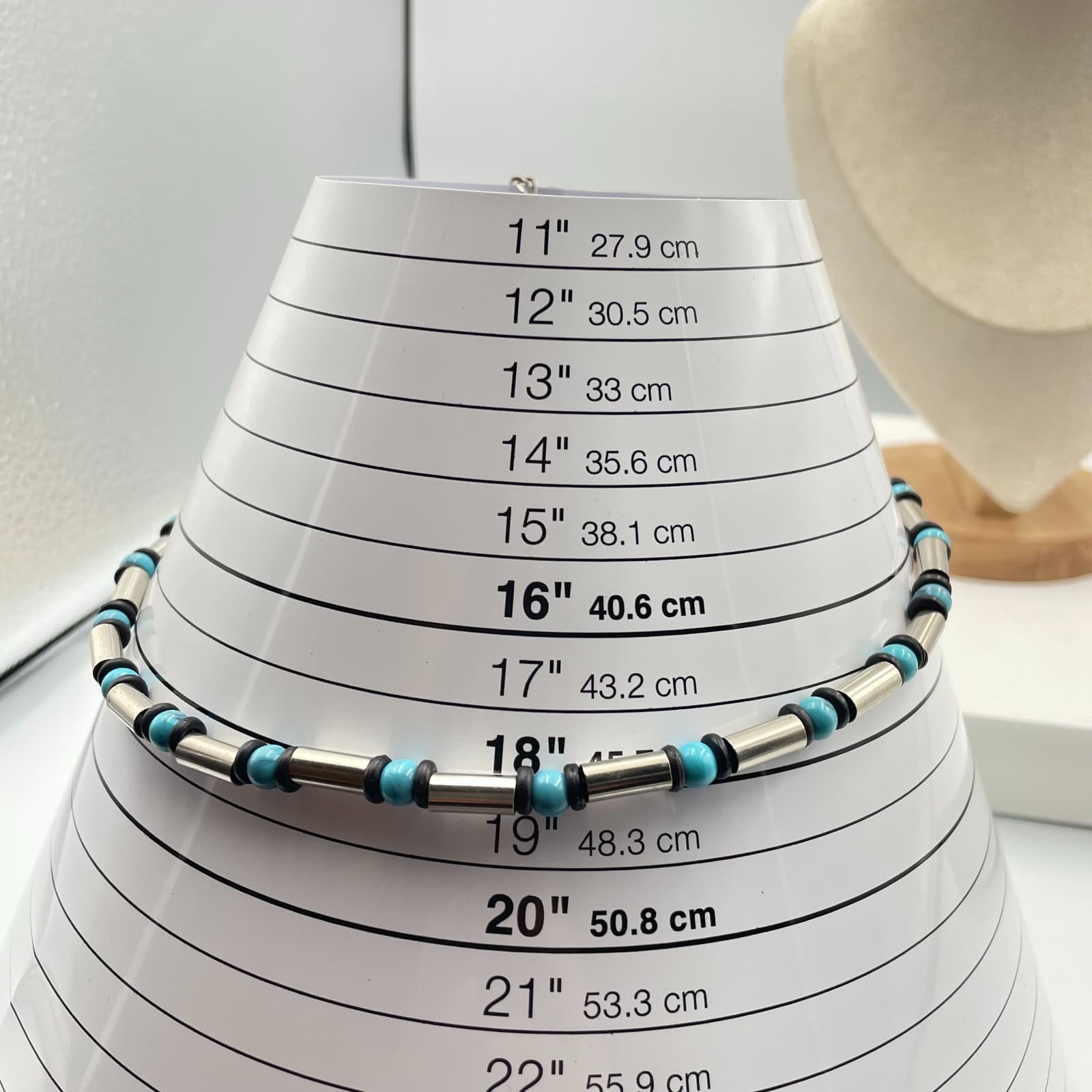 Vintage Turquoise Liquid Silver Bead Necklace Southwestern Boho Choker Statement - Thumbnail 6