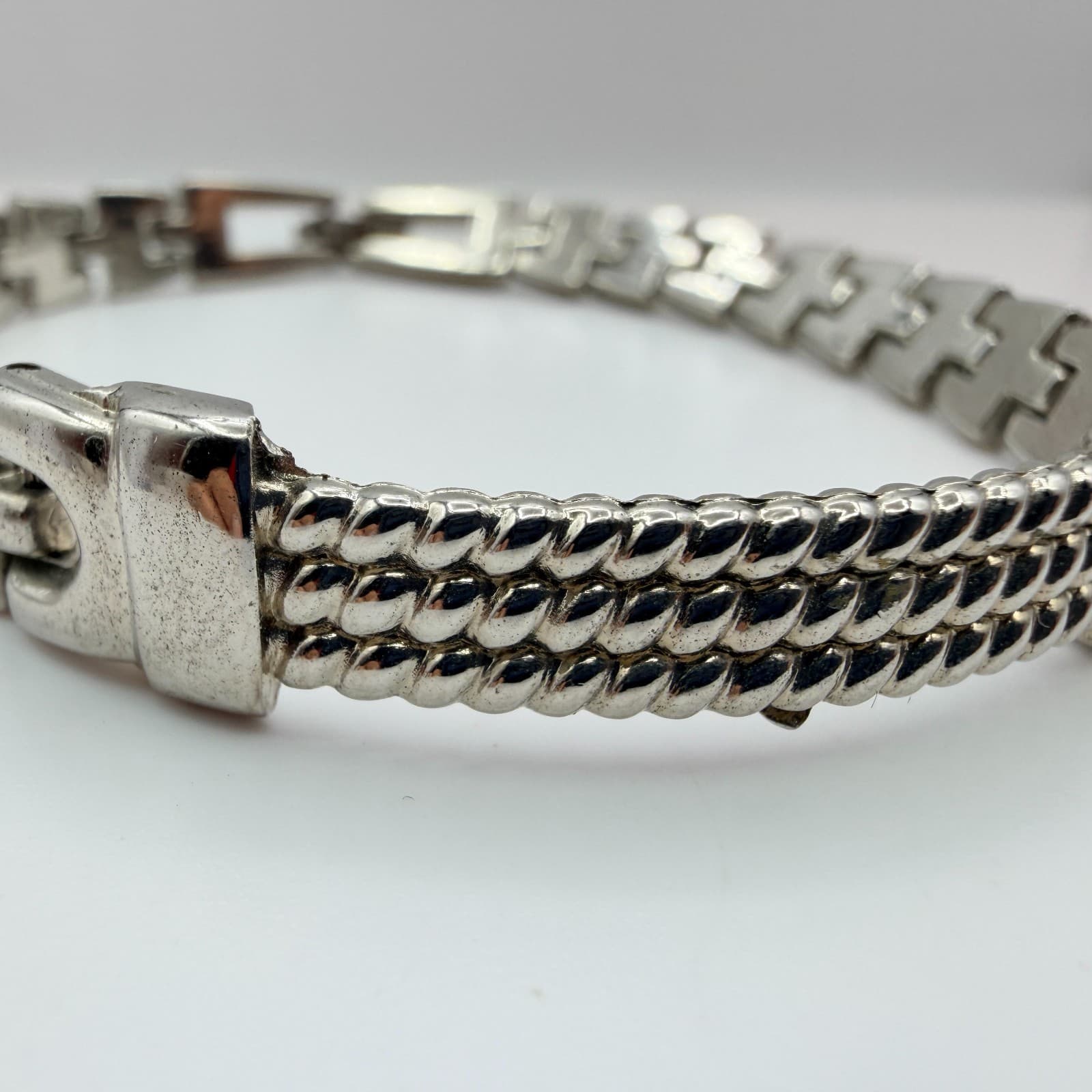 Vintage 90s Silver Tone Breil Edit Bracelet Boho Women's Classic Fashion Jewelry - Thumbnail 5