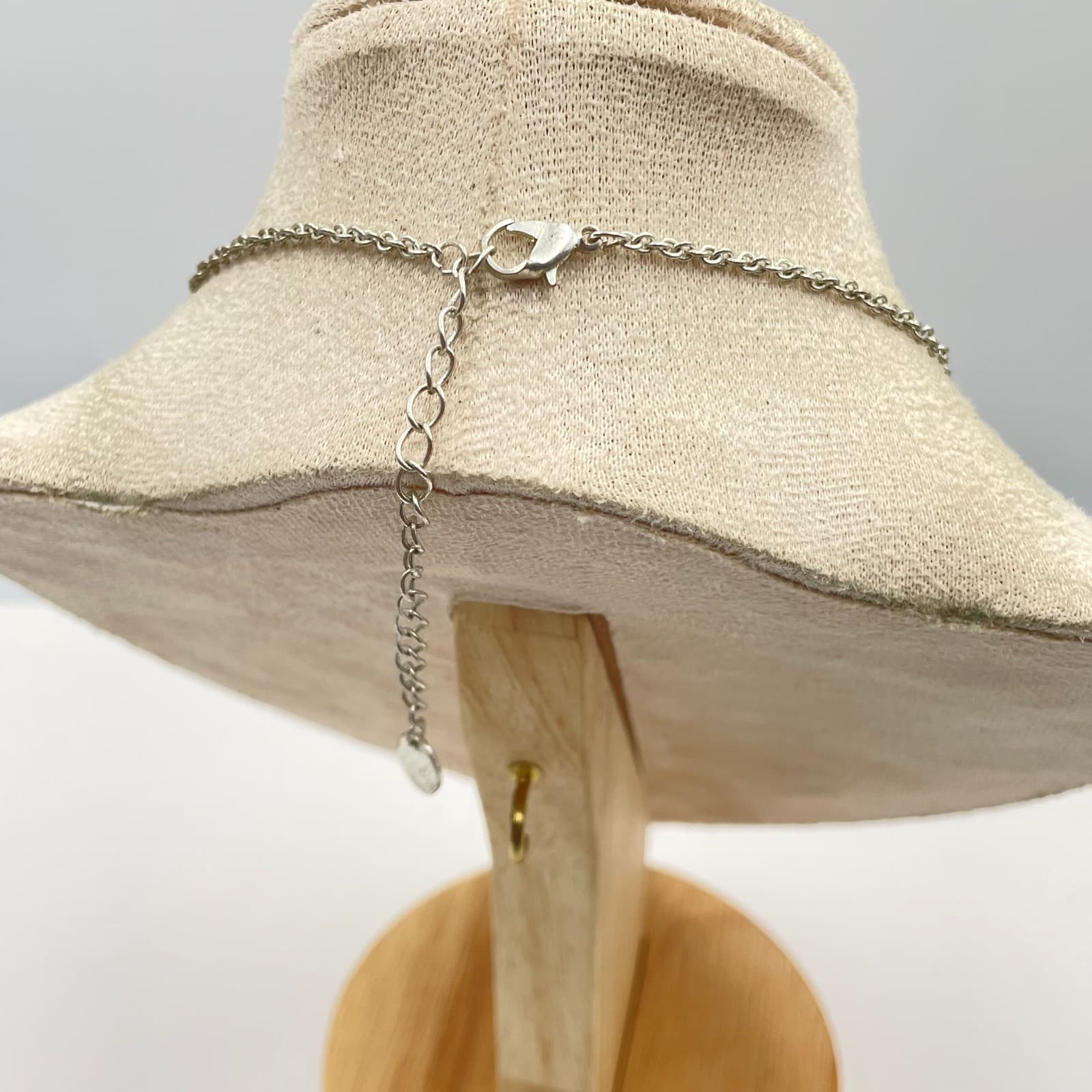 Vintage Aurora Borealis AB Rhinestone Teardrop Necklace Silver Tone Prom Bridal - Thumbnail 4