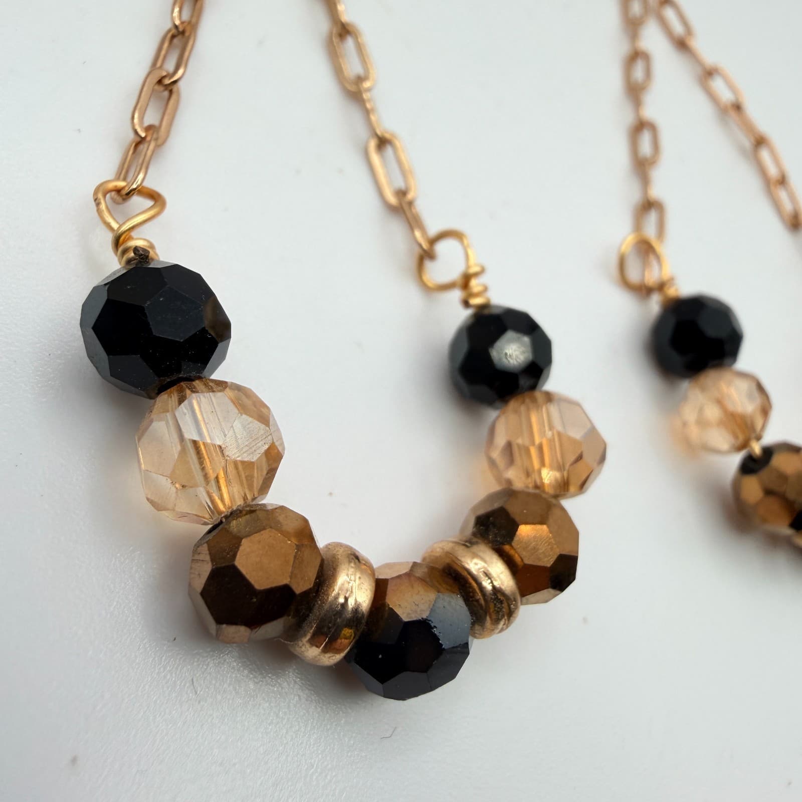 Vintage Y2K Gold Tone Chain Beaded Dangle Earrings Women's Classic Jewelry - Thumbnail 5