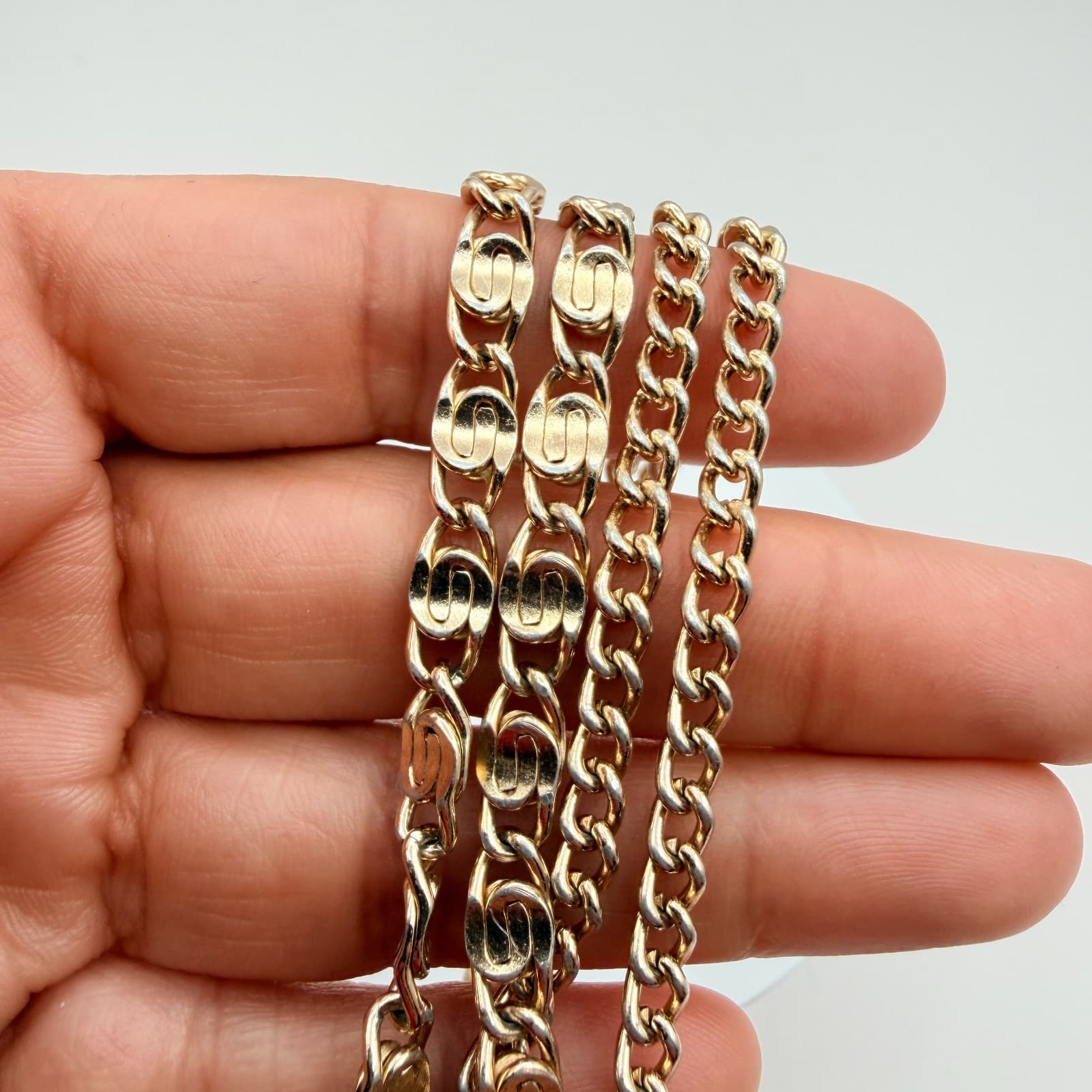 Vintage 90s Gold Tone Multi-Strand S-Link Curb Chain Bracelet Fashion Jewelry - Thumbnail 8