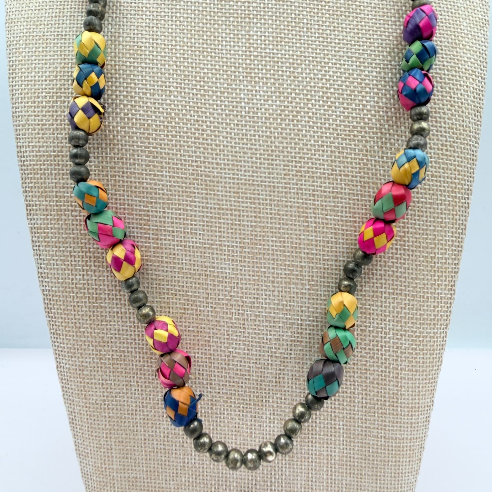 Vintage 90s Beaded Necklace Statement Boho Women's Classic Fashion Jewelry - Thumbnail 3