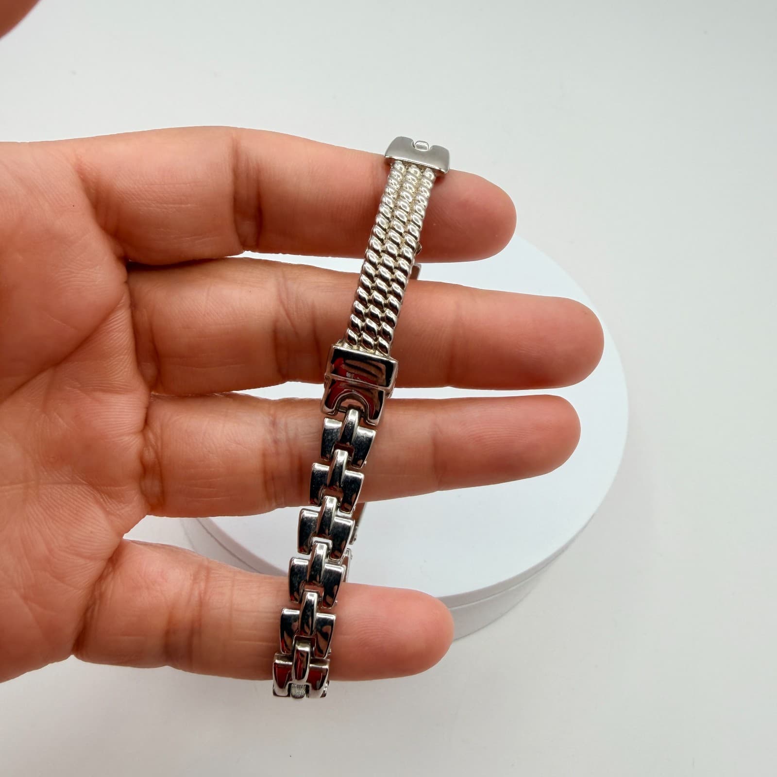 Vintage 90s Silver Tone Breil Edit Bracelet Boho Women's Classic Fashion Jewelry - Thumbnail 9