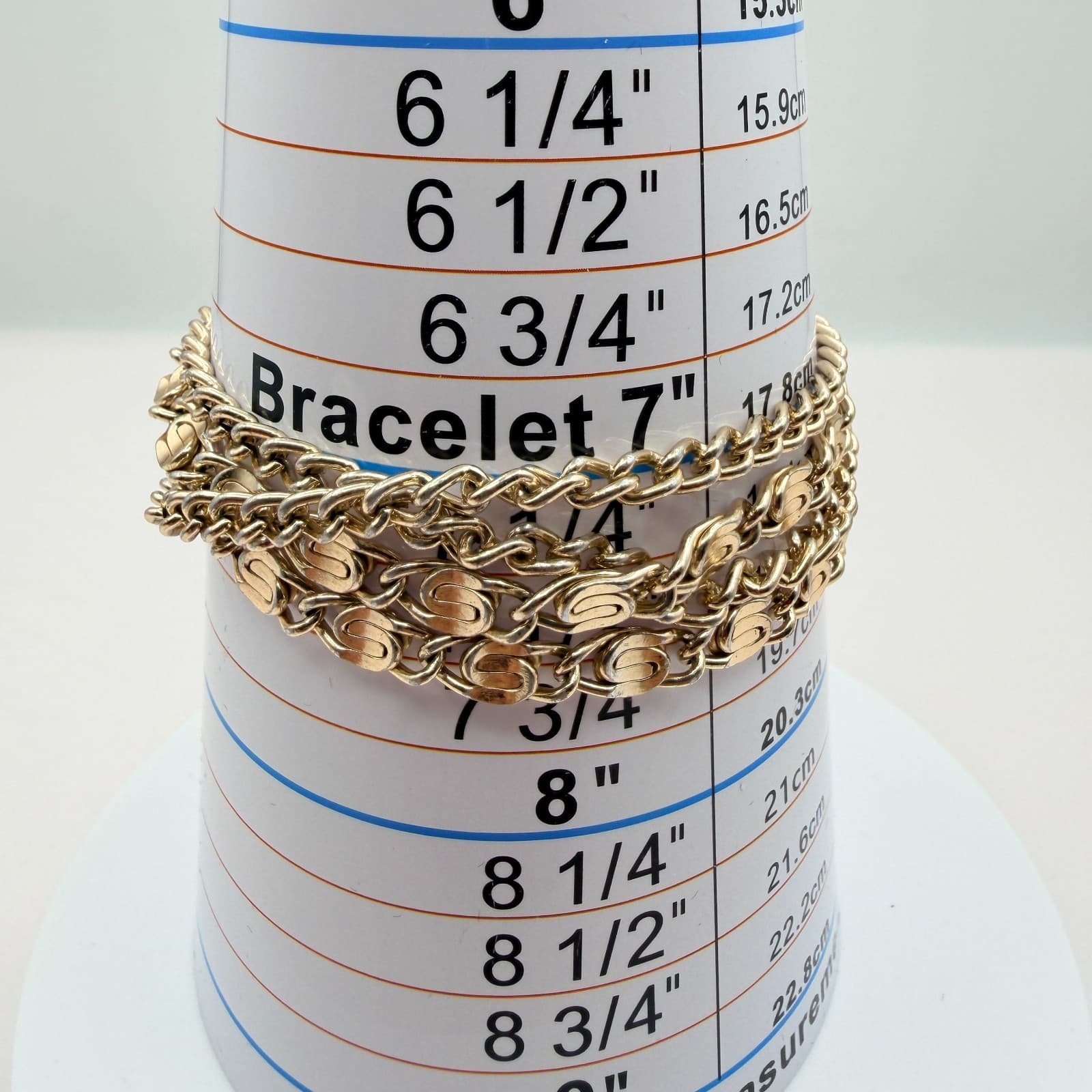 Vintage 90s Gold Tone Multi-Strand S-Link Curb Chain Bracelet Fashion Jewelry - Thumbnail 10