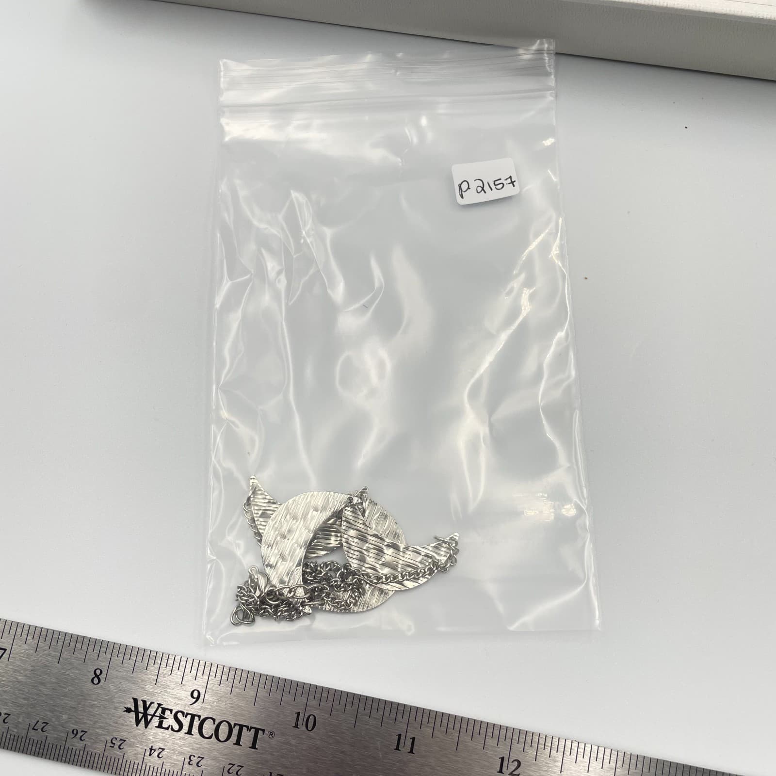 VTG Silver Crescent Moon Bib Necklace Hammered Metal Multi Choker Boho Statement - Thumbnail 7