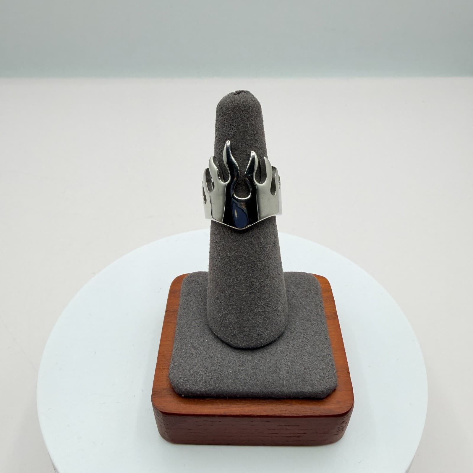 Vintage Y2K Silver Tone Flame Ring Statement Unisex Classic Fashion Jewelry - Thumbnail 4