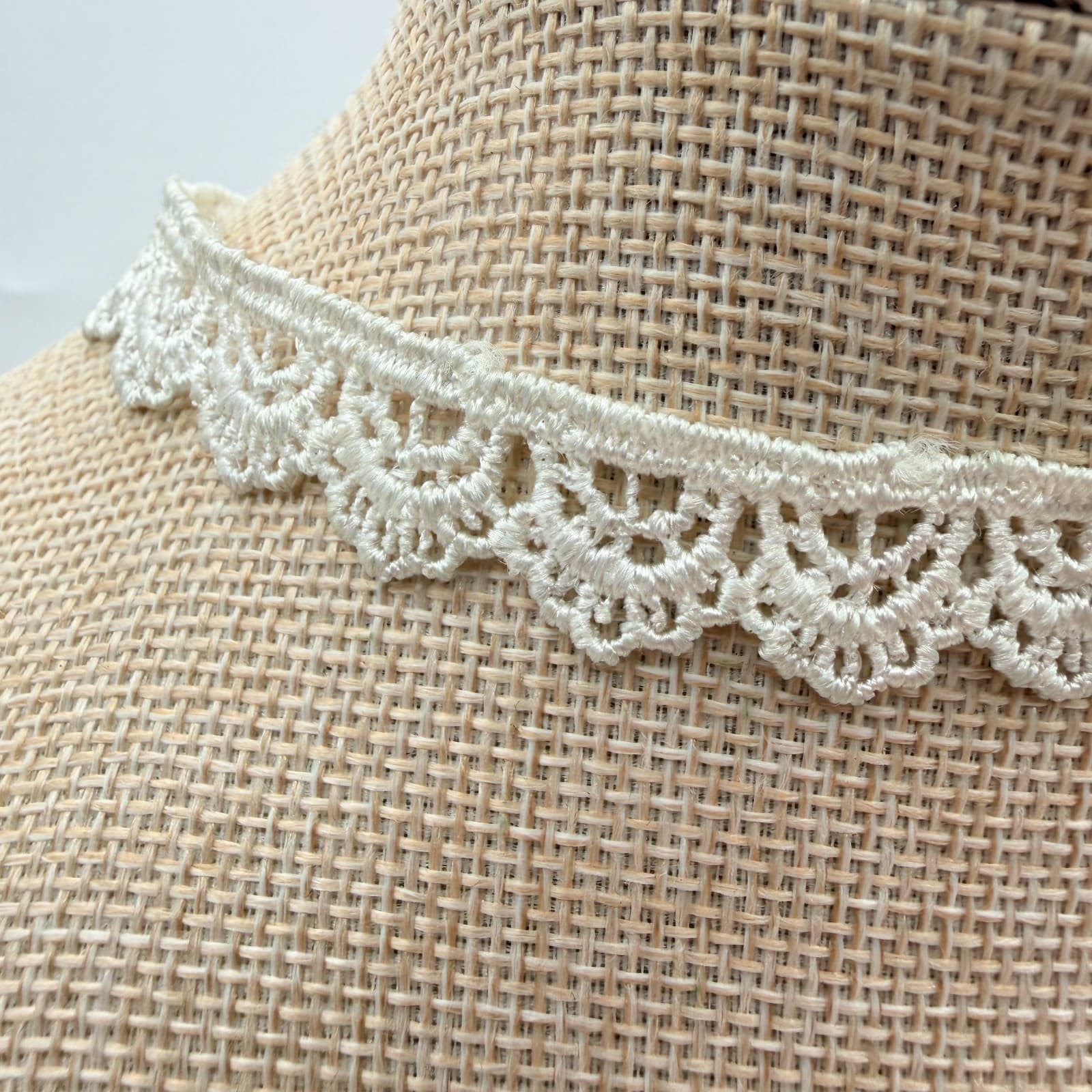 VTG Y2K Silver Tone Cream Lace Crochet Choker Necklace Women's Fashion Jewelry - Thumbnail 3