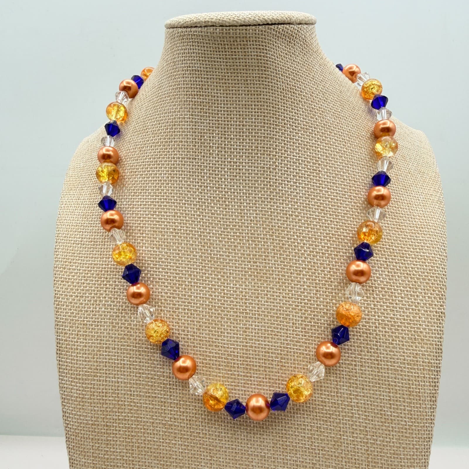 Vintage 90s Faux Pearl Beaded Necklace Retro Boho Women's Classic Jewelry - Thumbnail 2