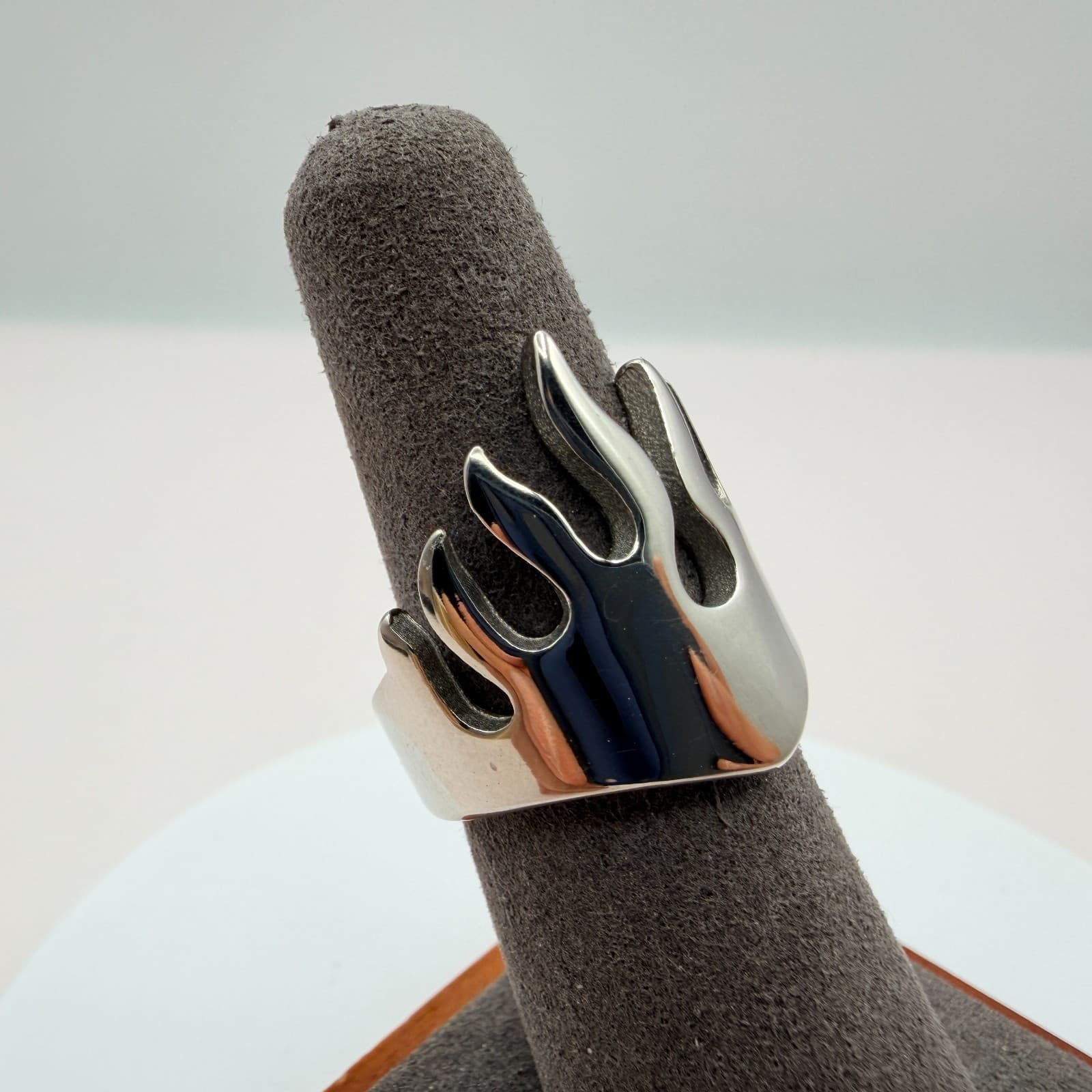 Vintage Y2K Silver Tone Flame Ring Statement Unisex Classic Fashion Jewelry - Thumbnail 7