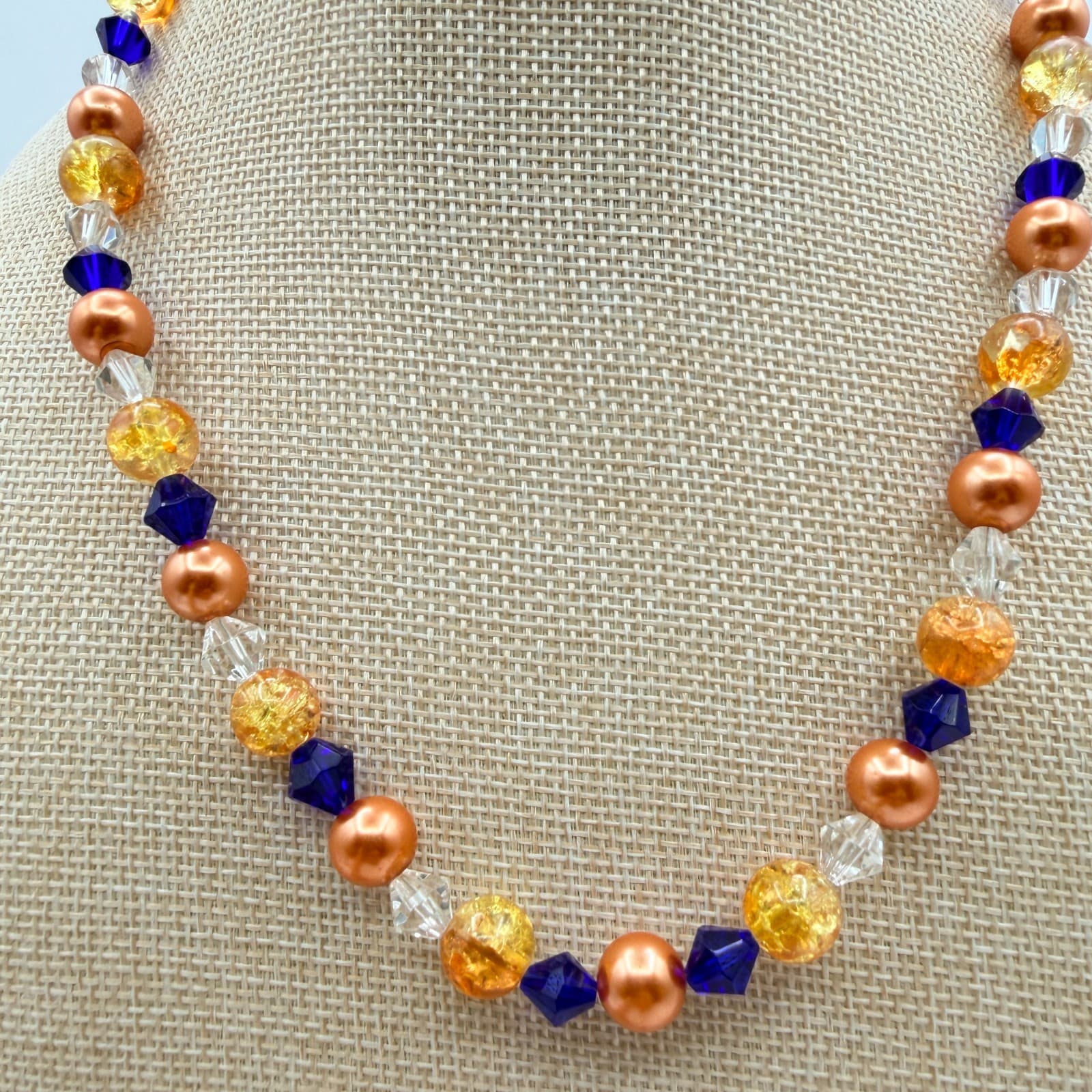 Vintage 90s Faux Pearl Beaded Necklace Retro Boho Women's Classic Jewelry - Thumbnail 3