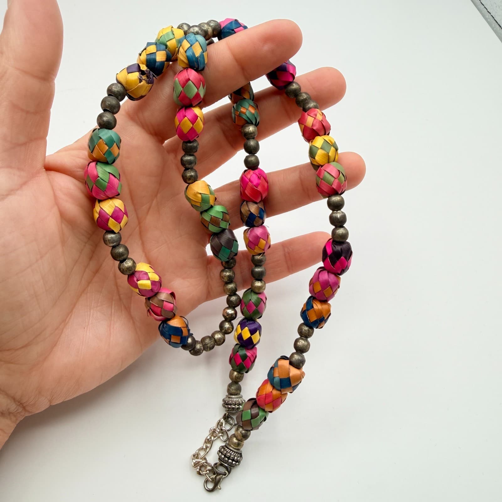 Vintage 90s Beaded Necklace Statement Boho Women's Classic Fashion Jewelry - Thumbnail 6