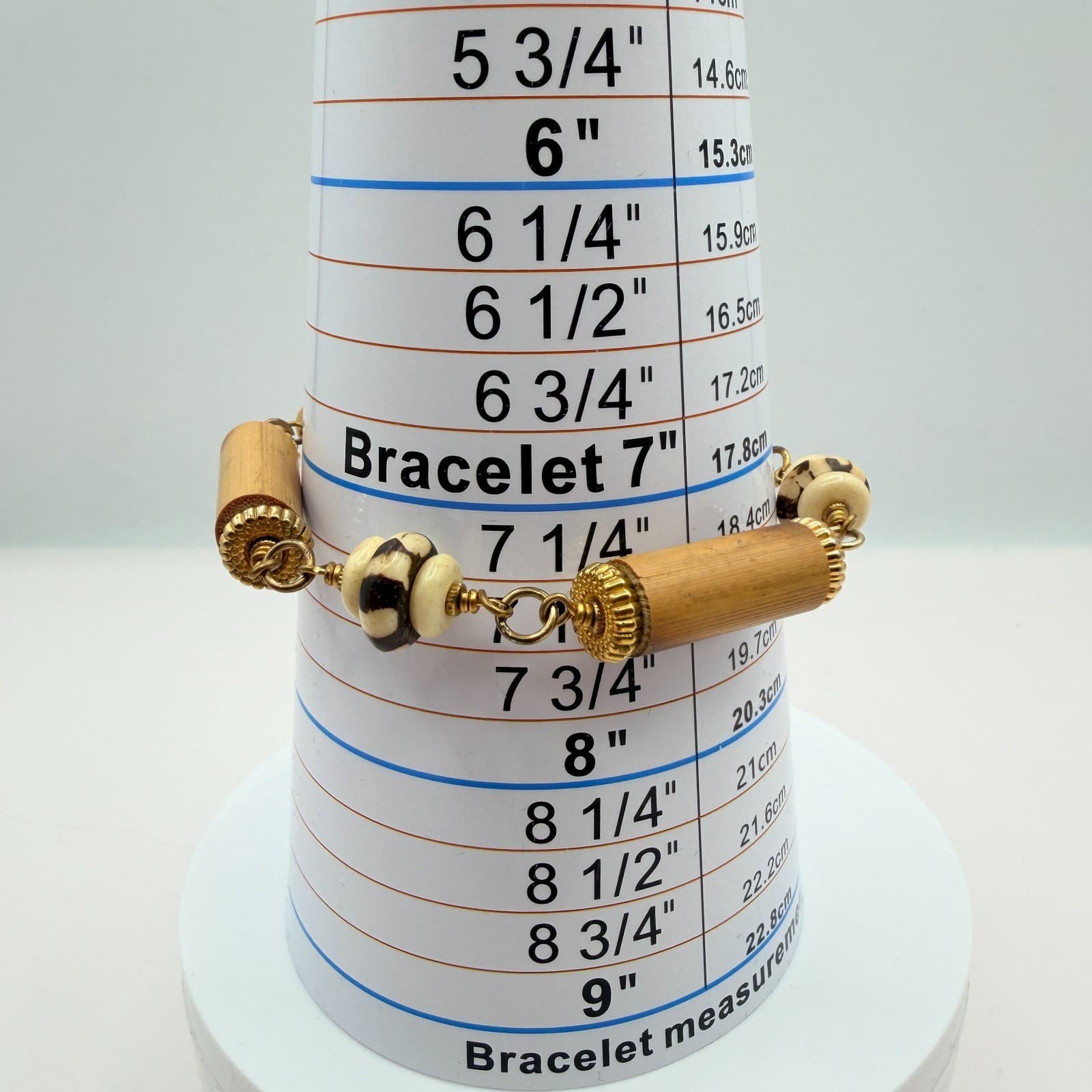 Vintage 90s Gold Tone Beaded Bracelet Boho Women's Classic Fashion Jewelry - Thumbnail 11