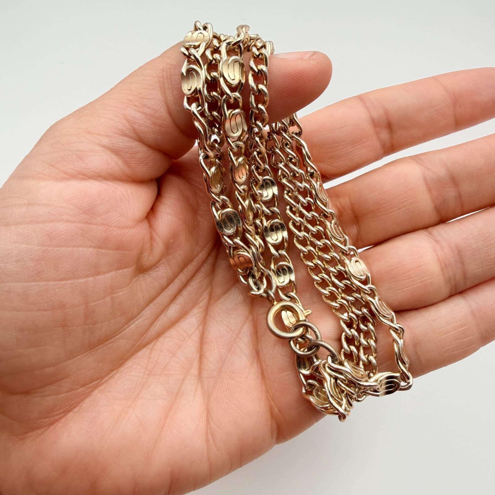 Vintage 90s Gold Tone Multi-Strand S-Link Curb Chain Bracelet Fashion Jewelry - Thumbnail 9