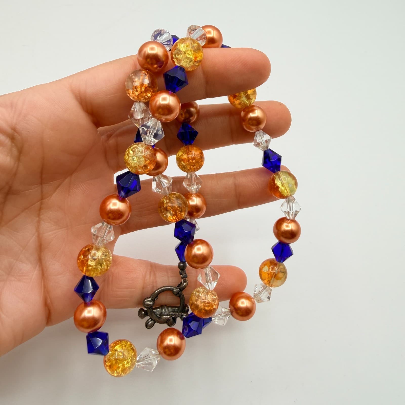 Vintage 90s Faux Pearl Beaded Necklace Retro Boho Women's Classic Jewelry - Thumbnail 7