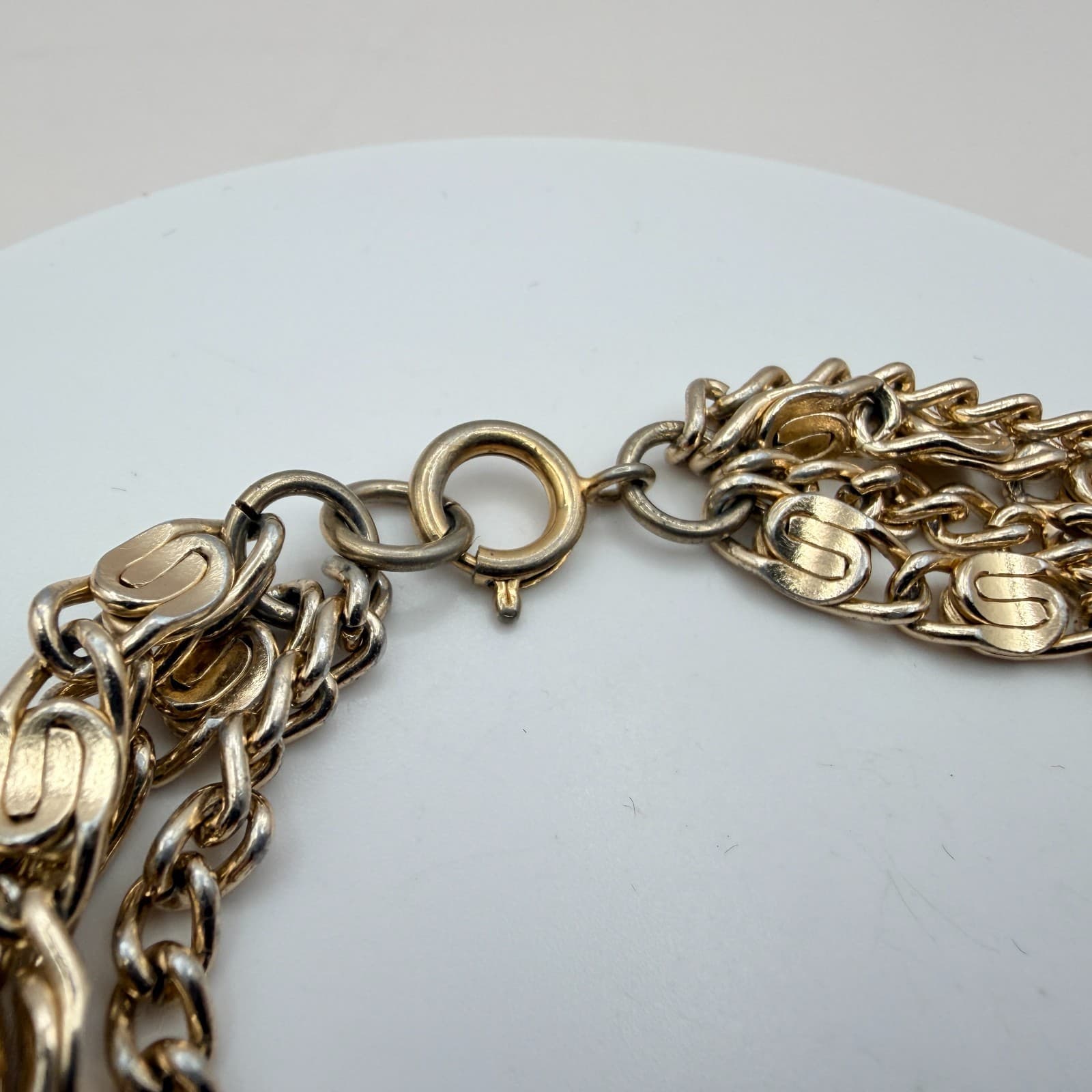 Vintage 90s Gold Tone Multi-Strand S-Link Curb Chain Bracelet Fashion Jewelry - Thumbnail 7