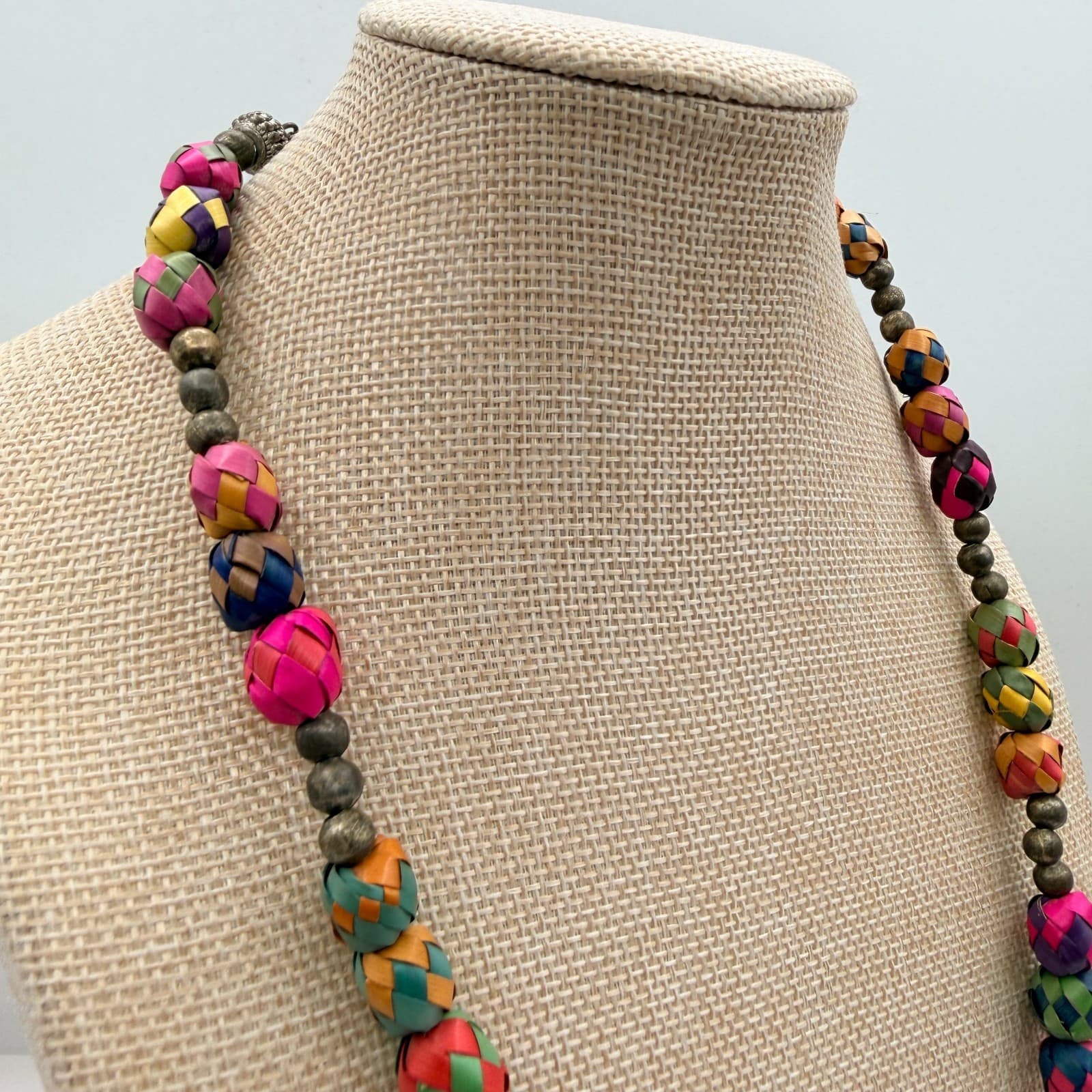 Vintage 90s Beaded Necklace Statement Boho Women's Classic Fashion Jewelry - Thumbnail 5