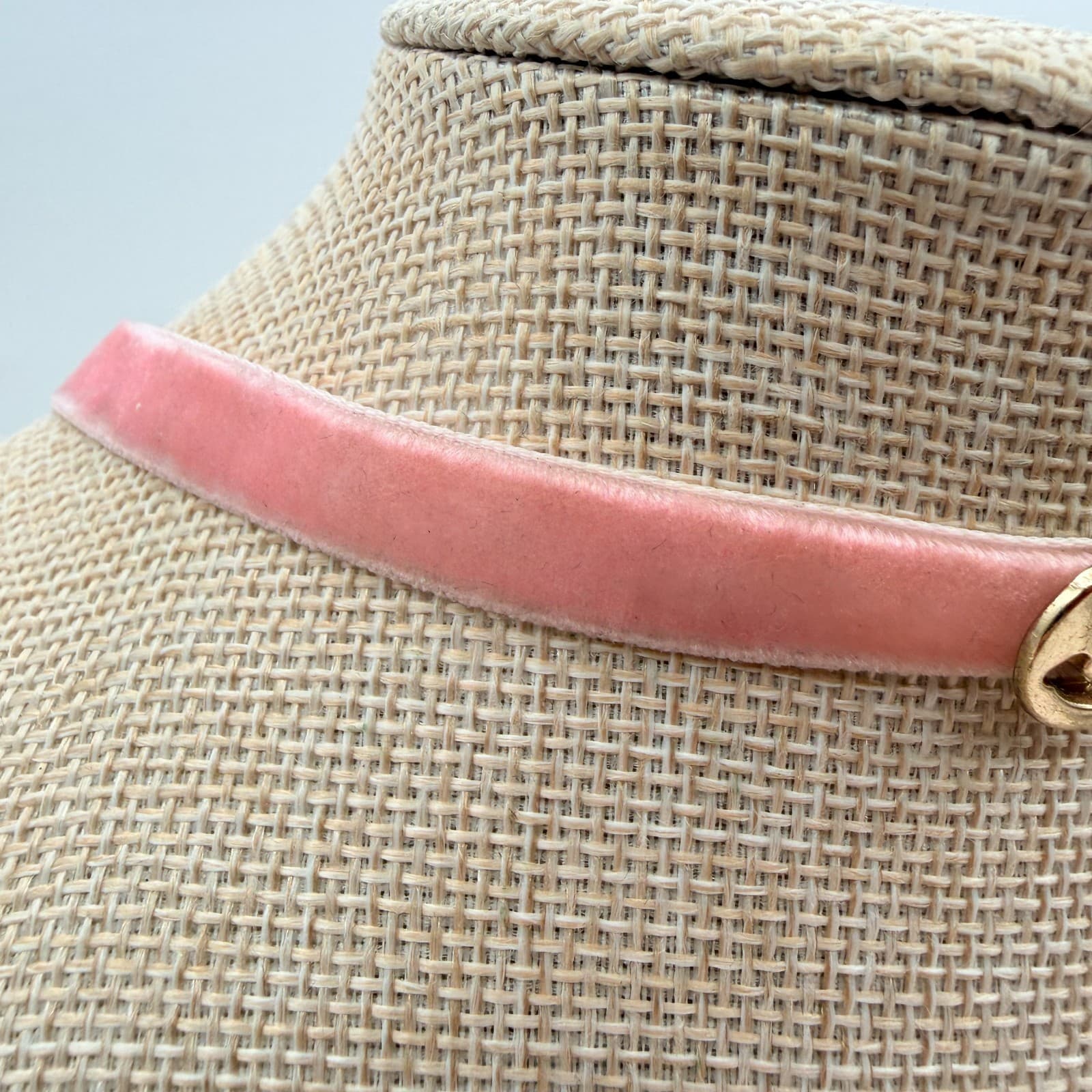 VTG Y2K Gold Tone Smiley Face Charm Pink Velvet Choker Necklace Fashion Jewelry - Thumbnail 3