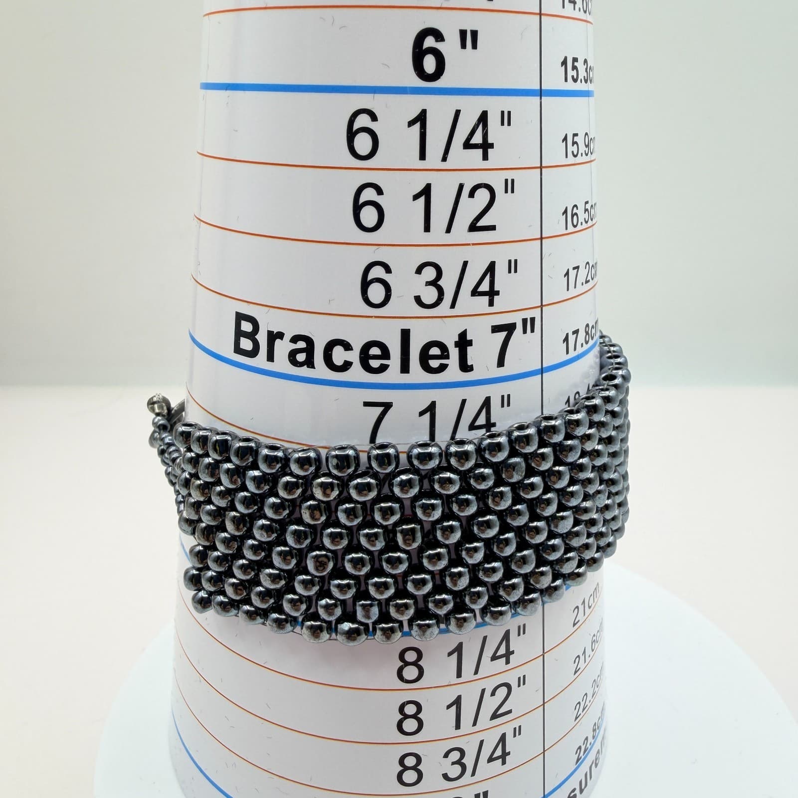 Vintage 90s Wide Seed Beaded Bracelet Gunmetal Tone Women's Classic Jewelry - Thumbnail 9