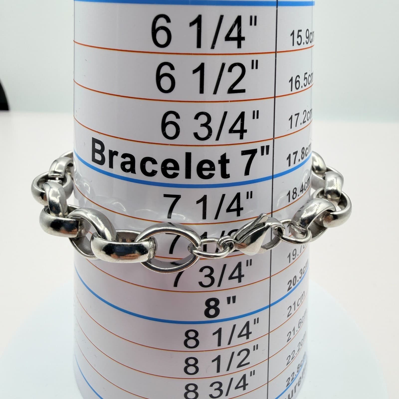 Vintage 80s Silver Tone Rol Link Bracelet Polished Heart Clasp Statement Jewelry - Thumbnail 10