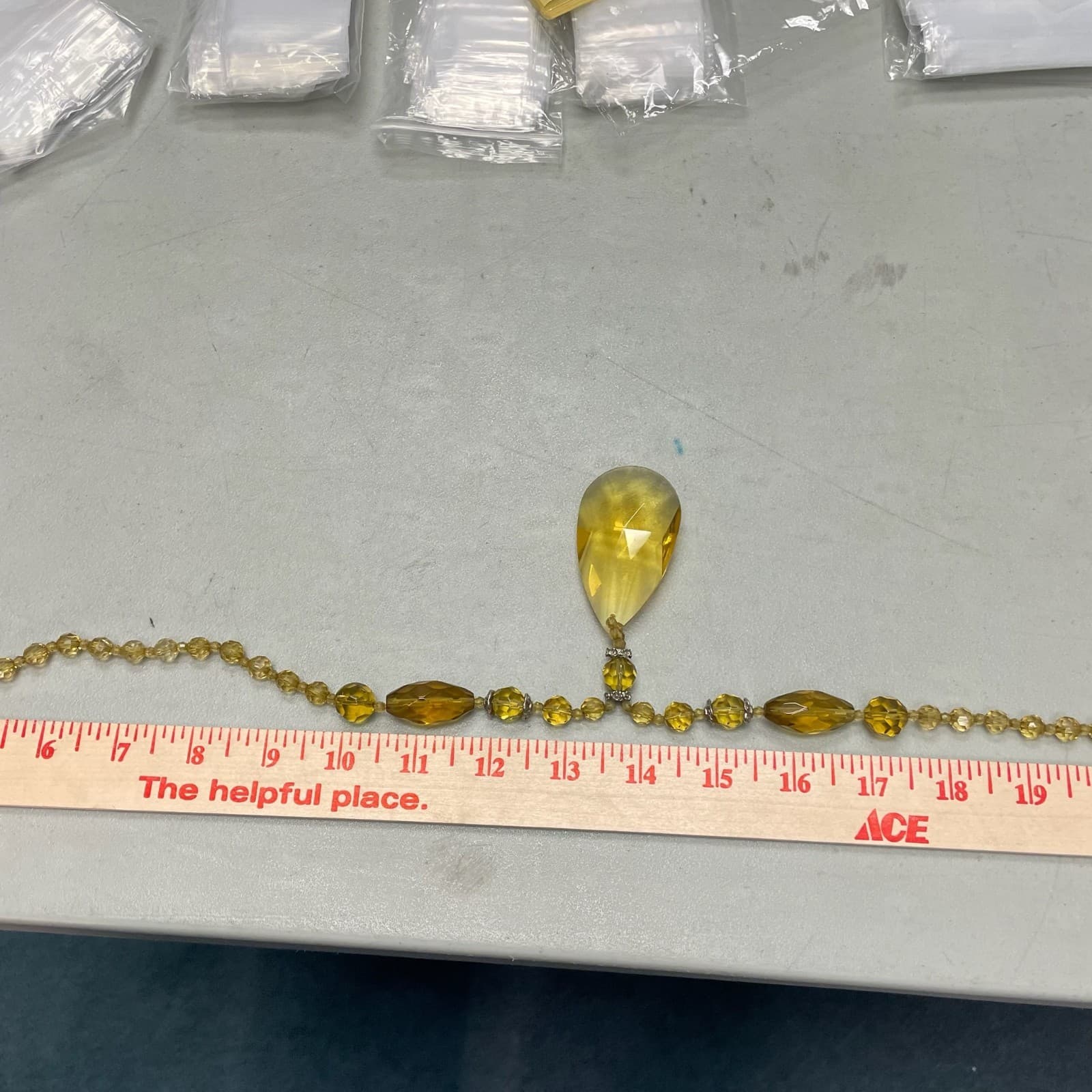 Vintage Amber Glass Silver-Tone Aluminium Lobster Classic Beaded Necklace - 17" - Thumbnail 12