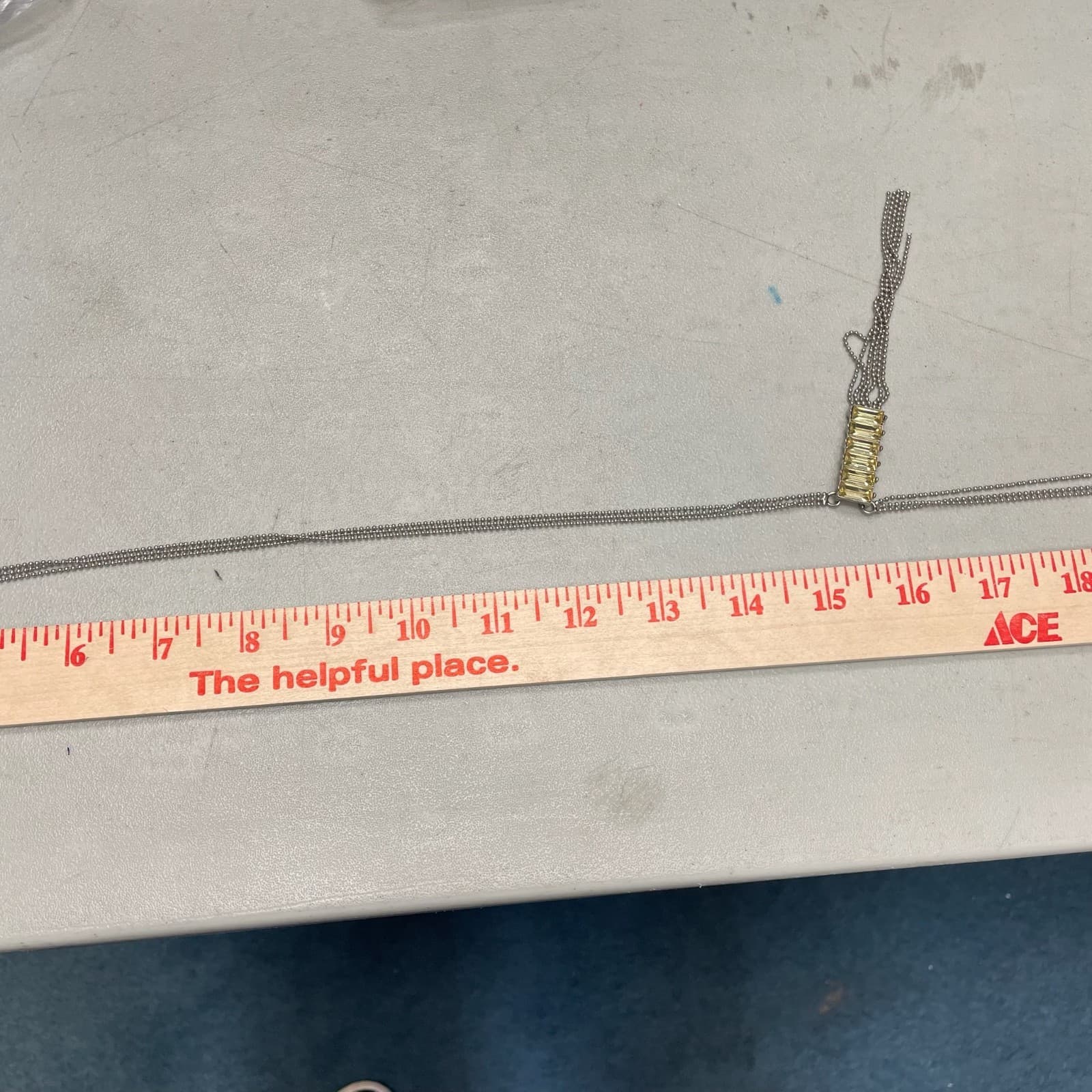 Vintage Yellow Green Glass Rhinestones Silver-Tone Classic Tassel Necklace - 20" - Thumbnail 10