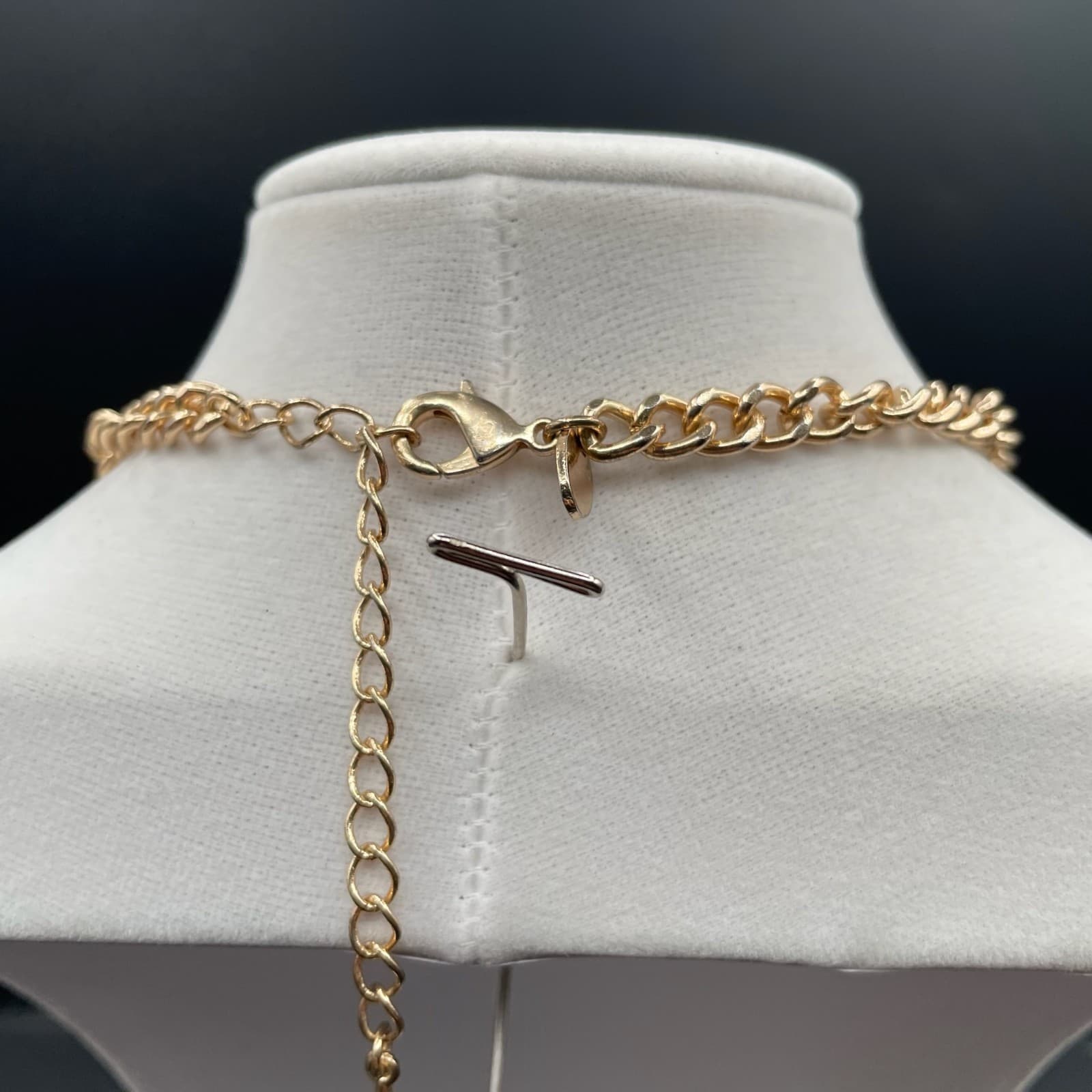 Vintage Faux Opal Rhinestone Gold-Tone Floral Cluster Fashion Bib Necklace - Thumbnail 2