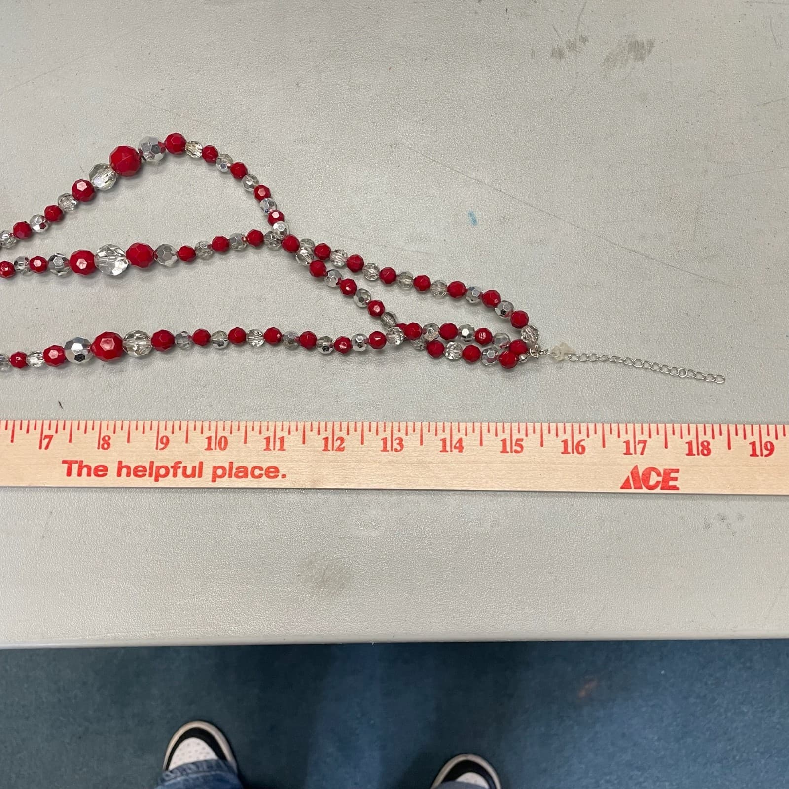 Vintage Red Clear Glass Faceted Beaded Classic Multi-Strand Collar Necklace - Thumbnail 11