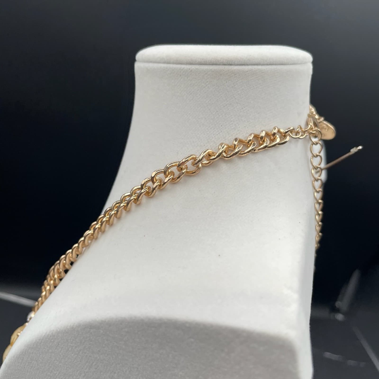 Vintage Faux Opal Rhinestone Gold-Tone Floral Cluster Fashion Bib Necklace - Thumbnail 10