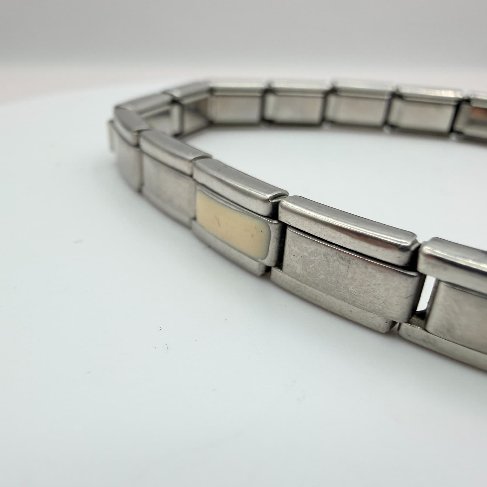 Vintage 90s Silver Tone Italian Charm Bracelet Classic Fashion Women's Jewelry - Thumbnail 6