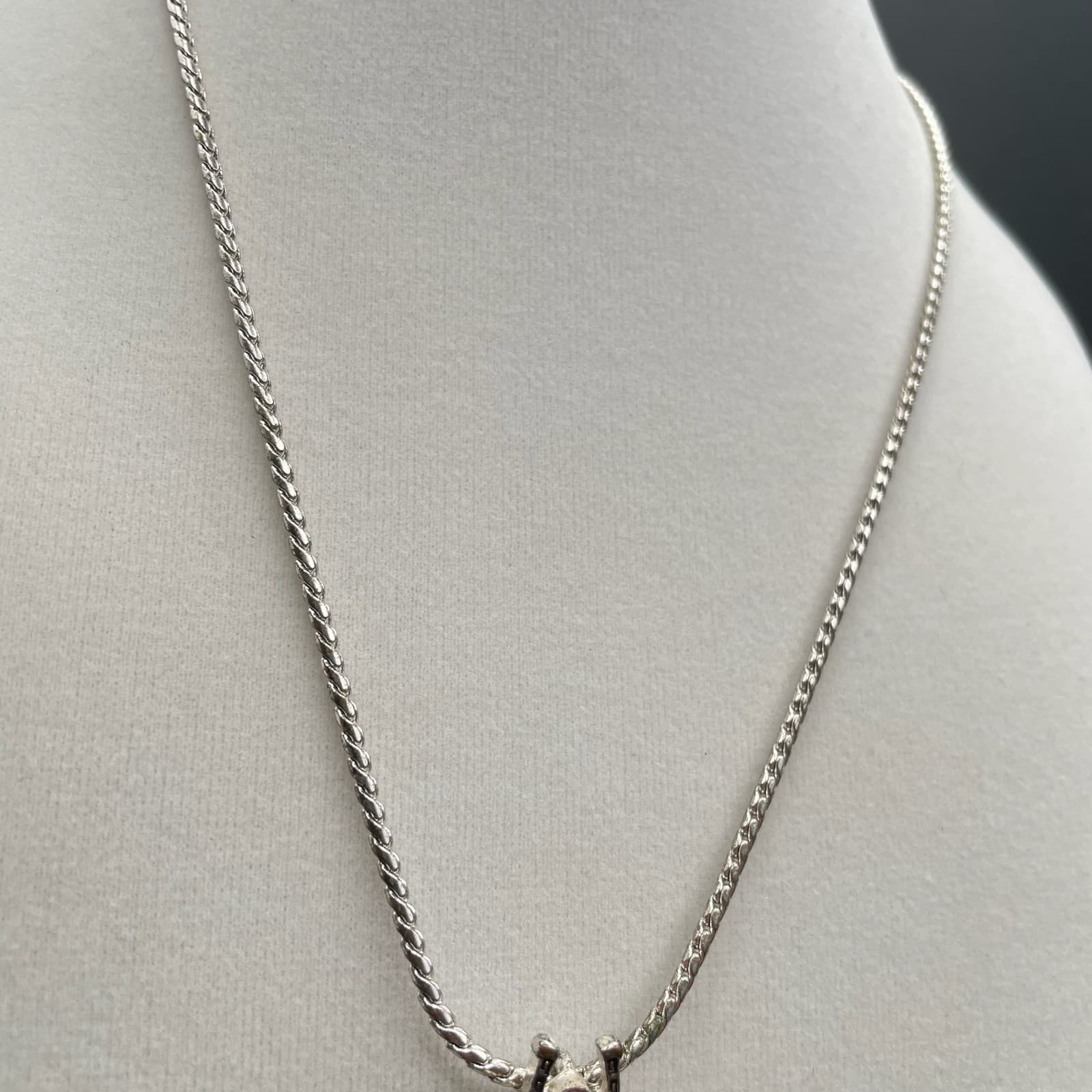 Vintage French Cut Pink Silver Lacquer Aluminium Horseshoe Lobster Charm Pendant - Thumbnail 5