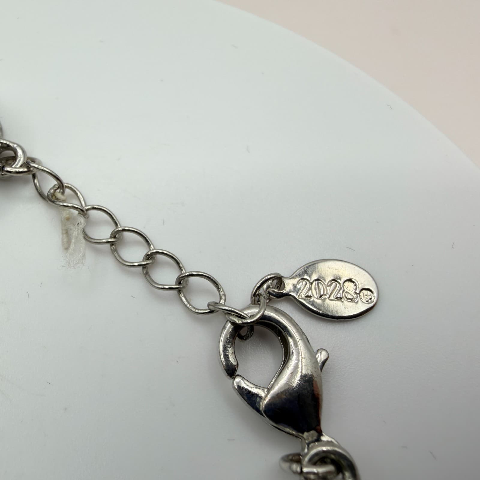 Vintage 90s Blue Cushion Cut Crystal Bracelet Silver Tone Rhodium Finish Jewelry - Thumbnail 7