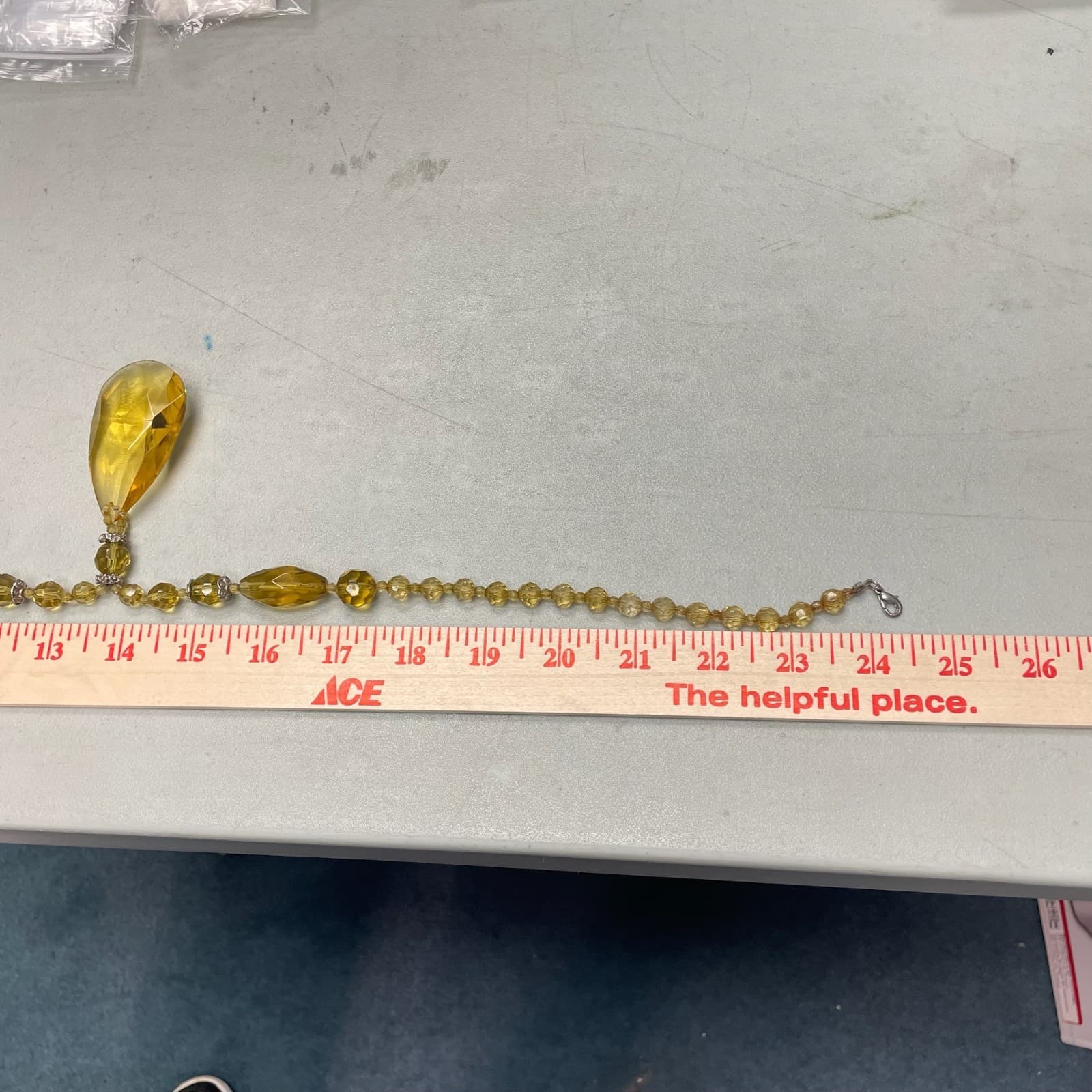 Vintage Amber Glass Silver-Tone Aluminium Lobster Classic Beaded Necklace - 17" - Thumbnail 13