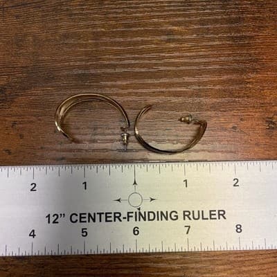 Vintage Black Enamel Wavy Gold Tone Hoop Earrings Fashion Jewelry - Thumbnail 8