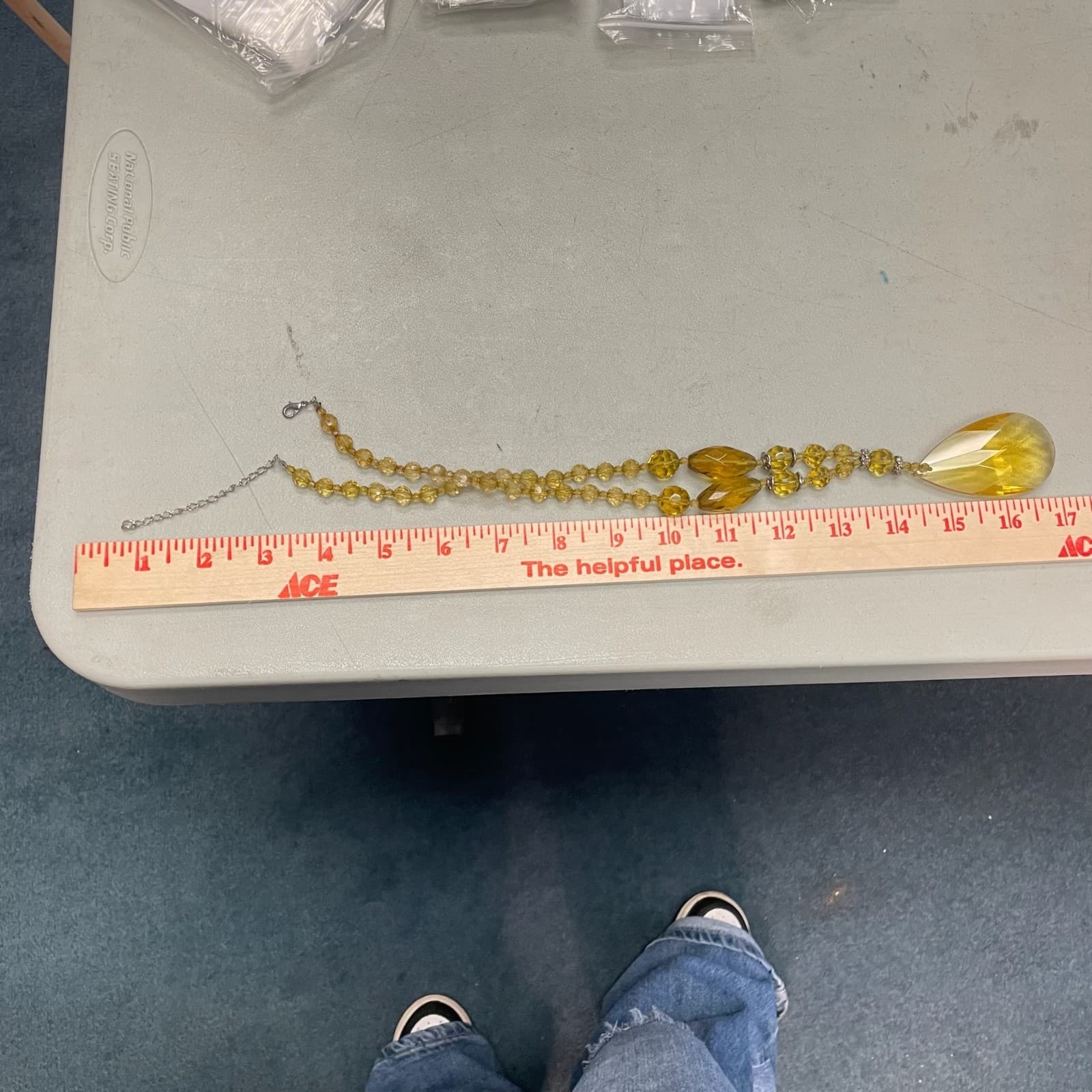 Vintage Amber Glass Silver-Tone Aluminium Lobster Classic Beaded Necklace - 17" - Thumbnail 16