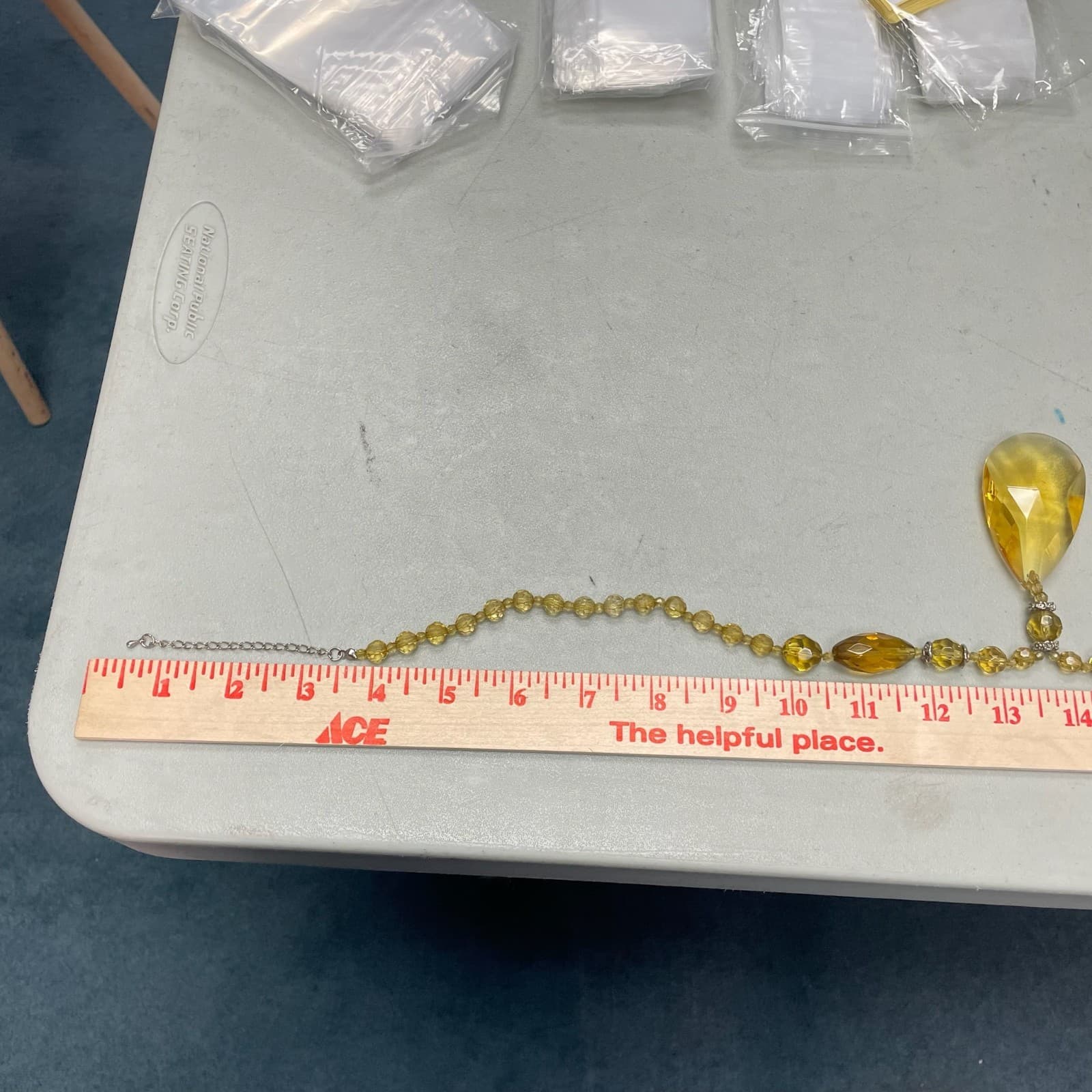 Vintage Amber Glass Silver-Tone Aluminium Lobster Classic Beaded Necklace - 17" - Thumbnail 11