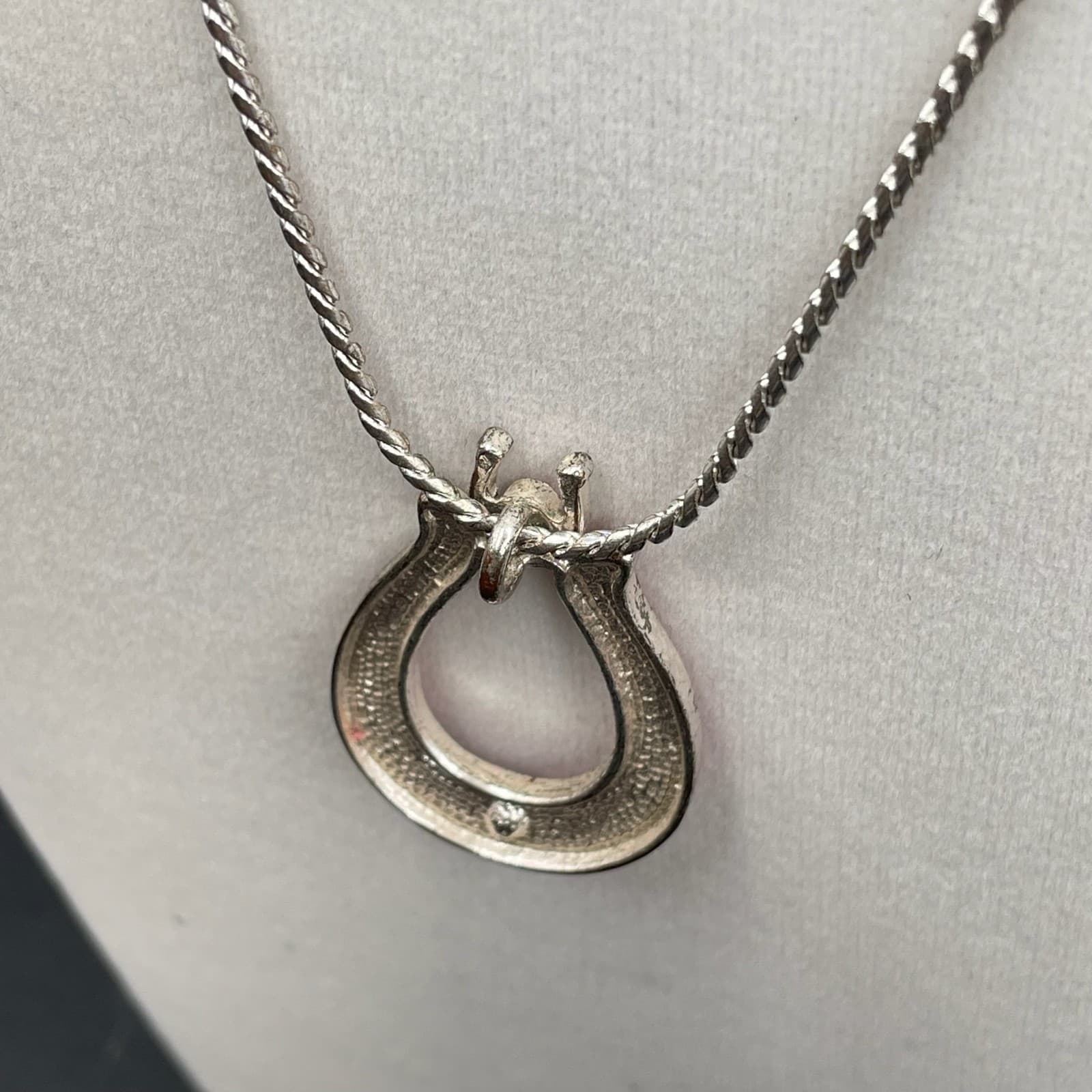 Vintage French Cut Pink Silver Lacquer Aluminium Horseshoe Lobster Charm Pendant - Thumbnail 16