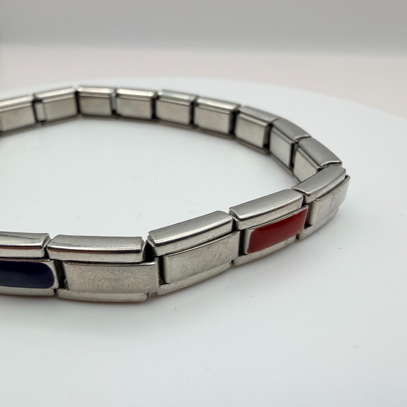 Vintage 90s Silver Tone Italian Charm Bracelet Classic Fashion Women's Jewelry - Thumbnail 7