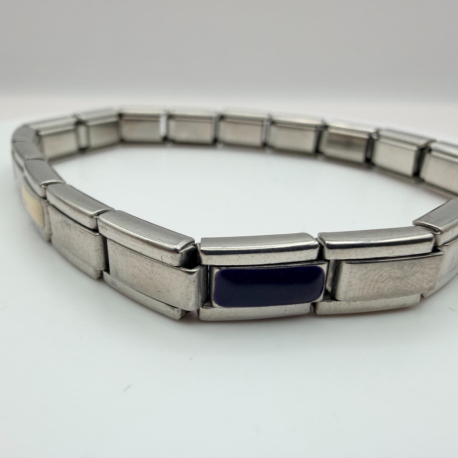 Vintage 90s Silver Tone Italian Charm Bracelet Classic Fashion Women's Jewelry - Thumbnail 5