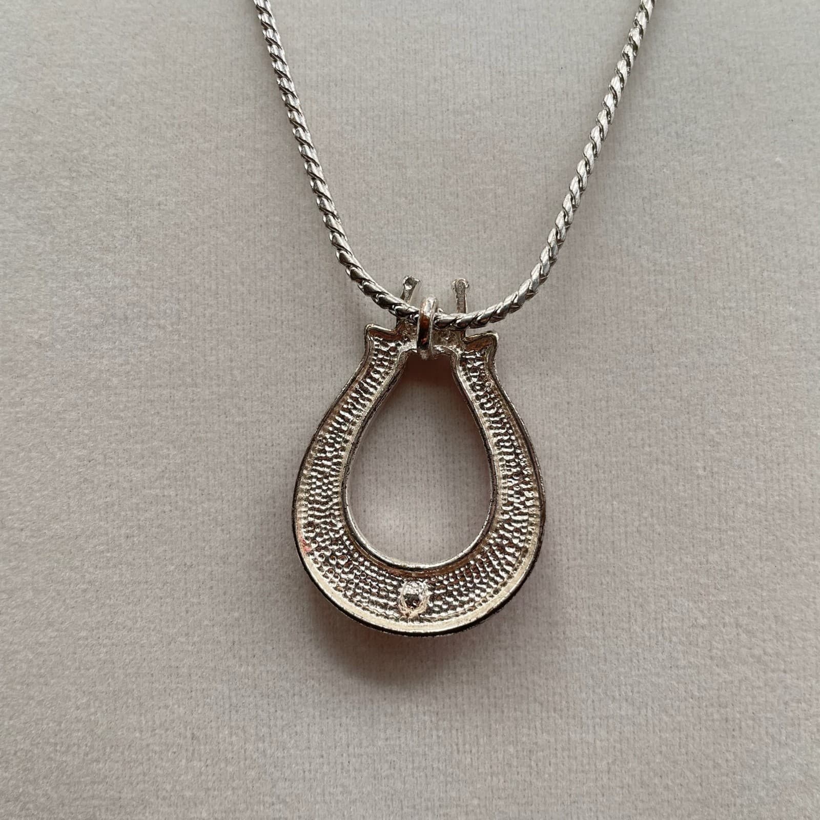 Vintage French Cut Pink Silver Lacquer Aluminium Horseshoe Lobster Charm Pendant - Thumbnail 15