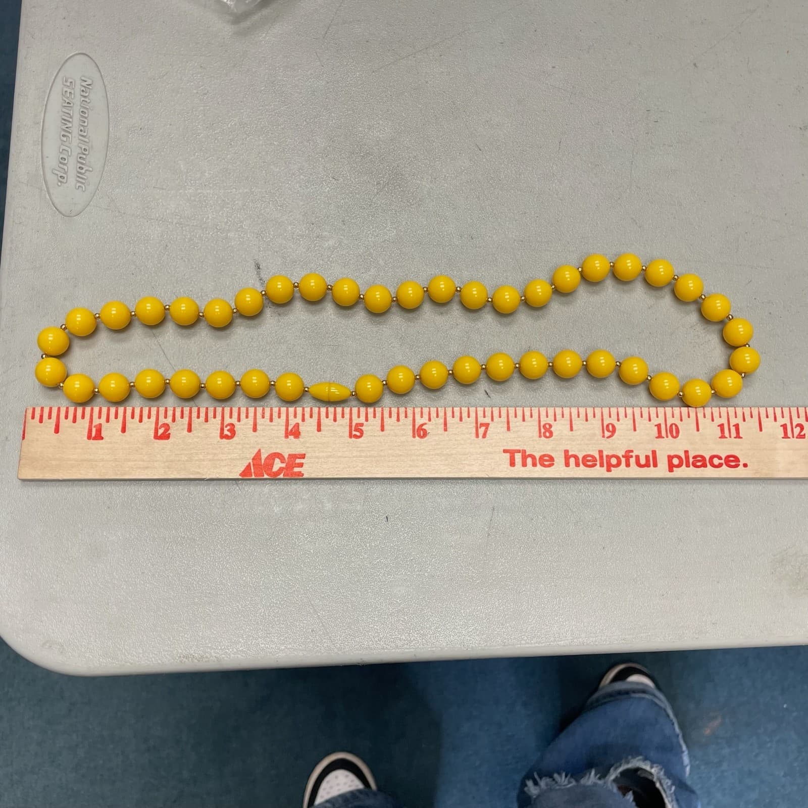 Vintage Yellow Graduated Glossy Retro Fashion Classic Bead Necklace - Thumbnail 8