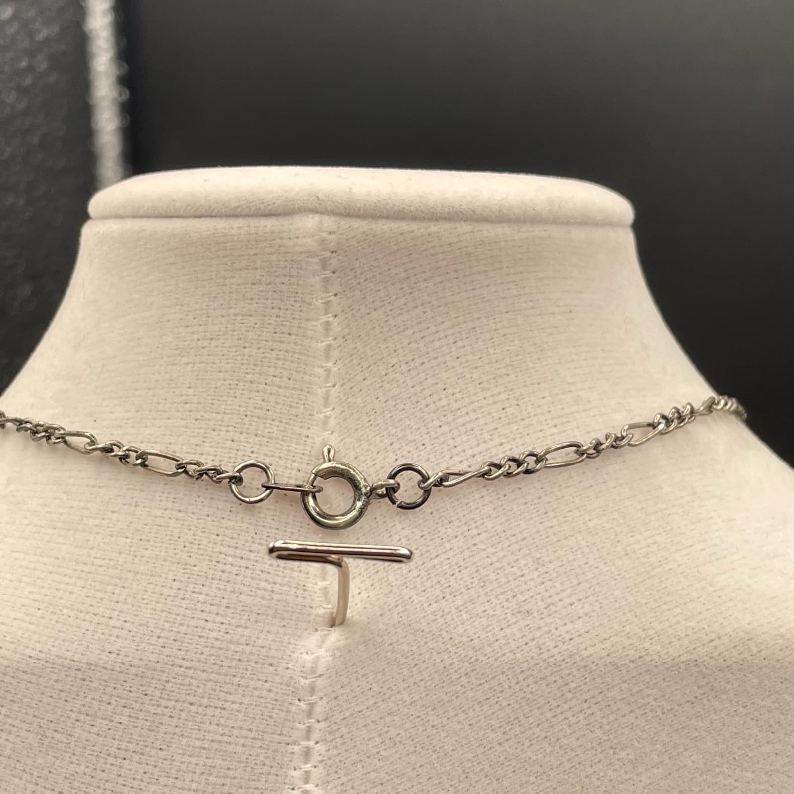 Vintage Silver-Tone Clear Beaded Fashion Romantic Lobster Chain Necklace - Thumbnail 9