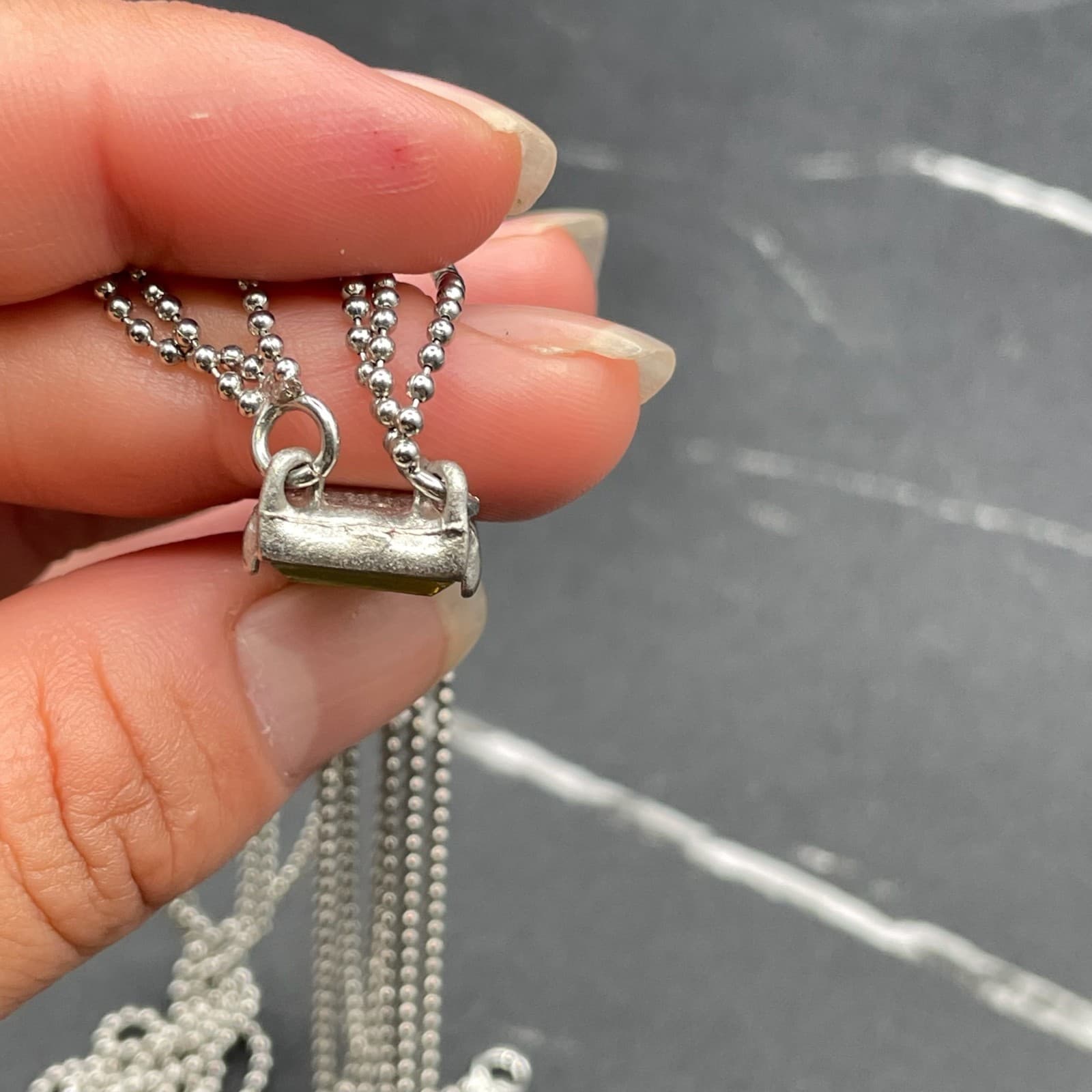 Vintage Yellow Green Glass Rhinestones Silver-Tone Classic Tassel Necklace - 20" - Thumbnail 16