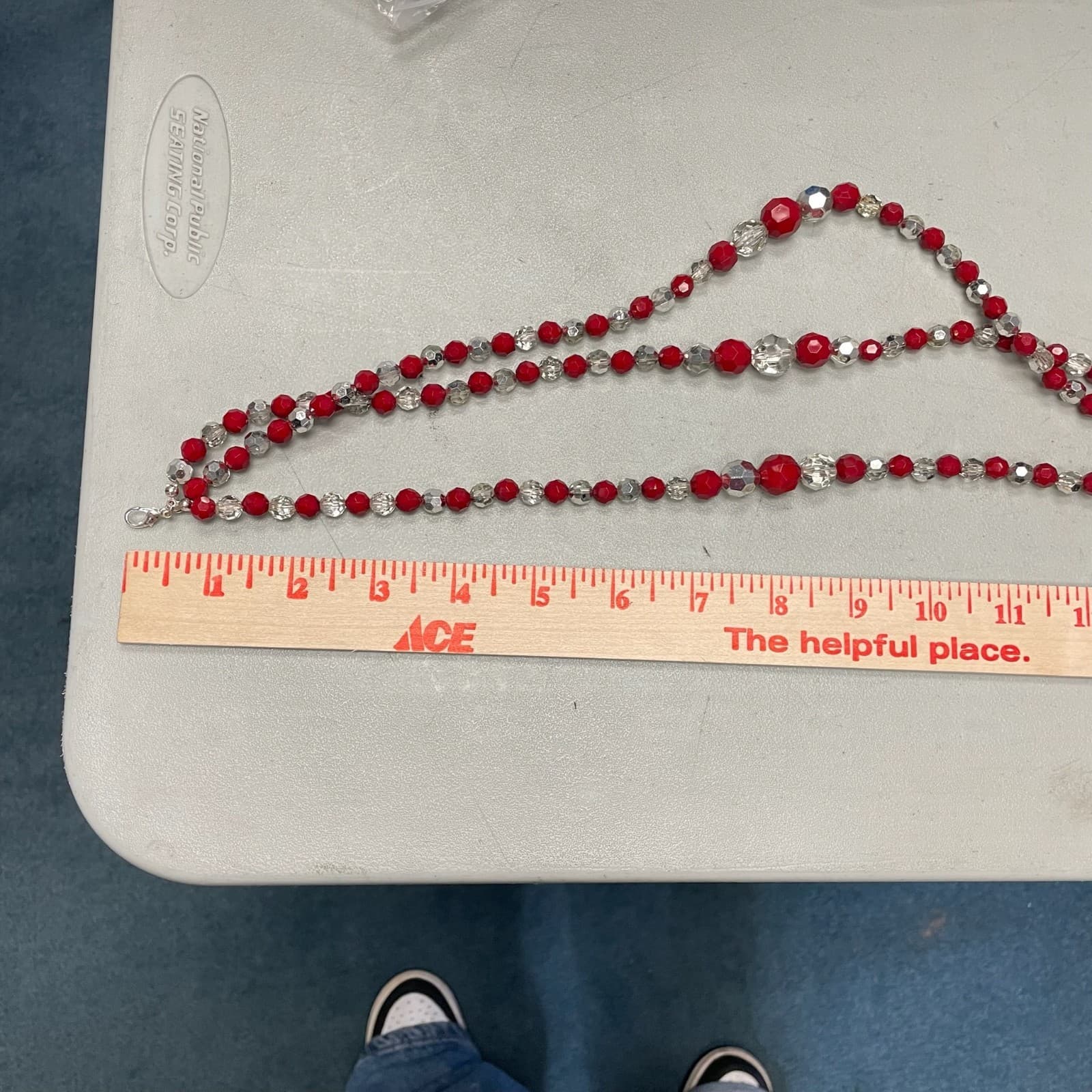 Vintage Red Clear Glass Faceted Beaded Classic Multi-Strand Collar Necklace - Thumbnail 10