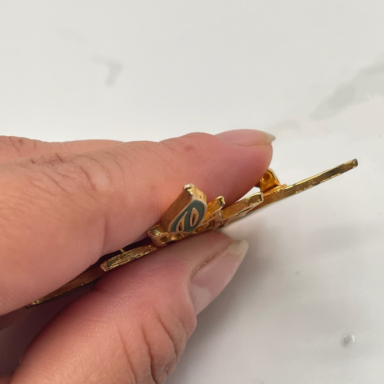 Vintage VTG Gold-Tone Poinsettia Flower Brooch Pin Green Red Enamel Leave - Thumbnail 21