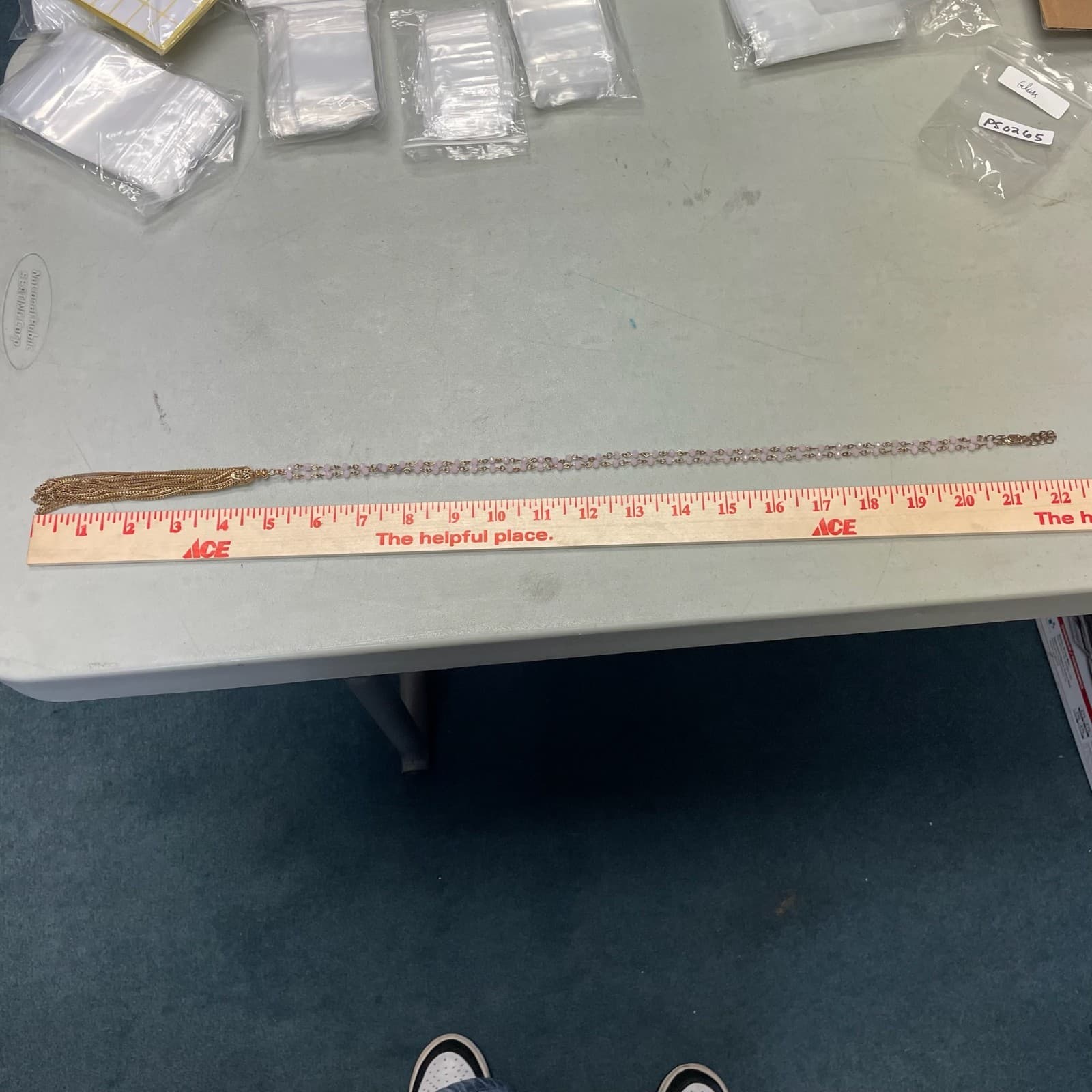 Vintage Gold-Tone Glass Beaded Lobster Claw Fashion Tassel Pendant Necklace - Thumbnail 10