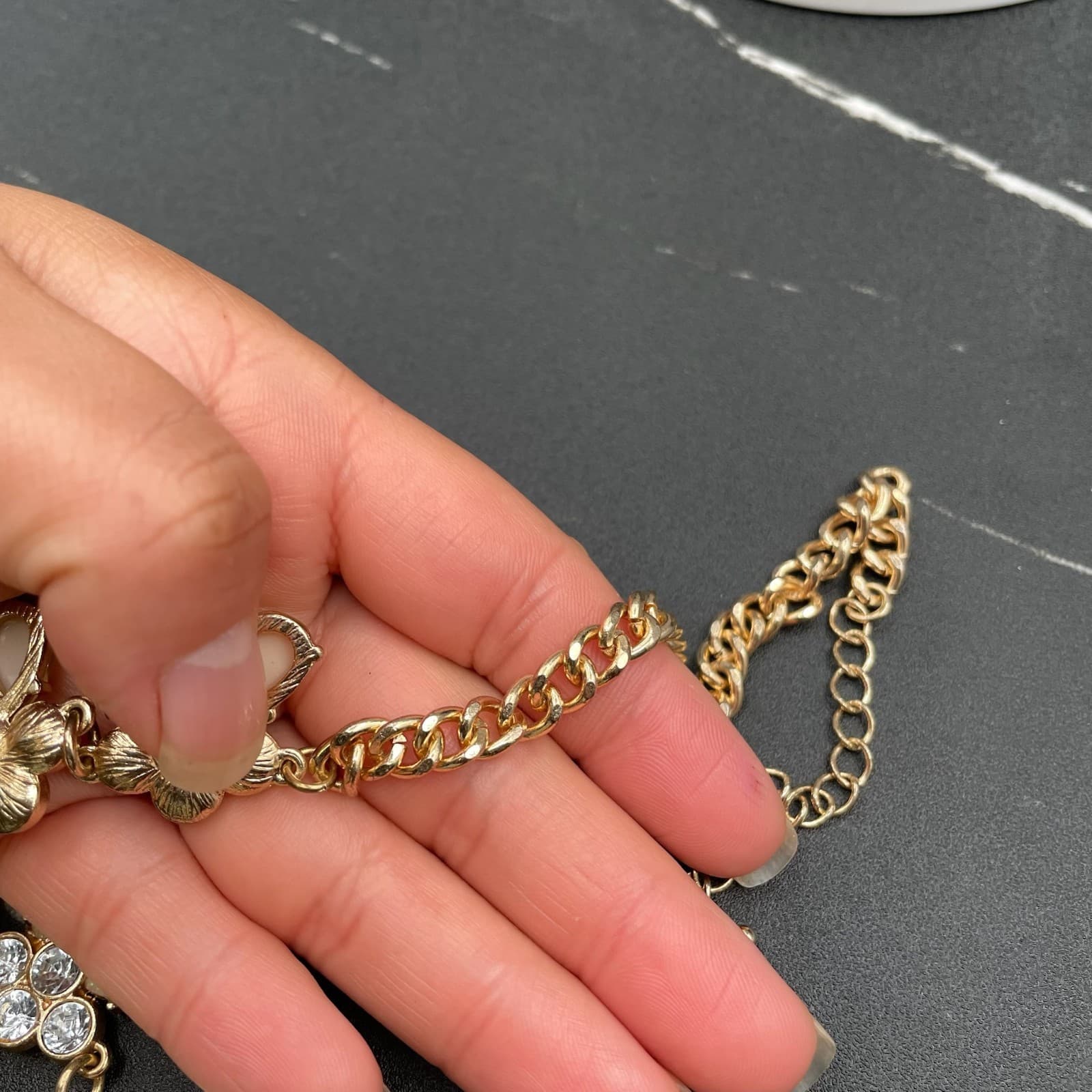 Vintage Faux Opal Rhinestone Gold-Tone Floral Cluster Fashion Bib Necklace - Thumbnail 22