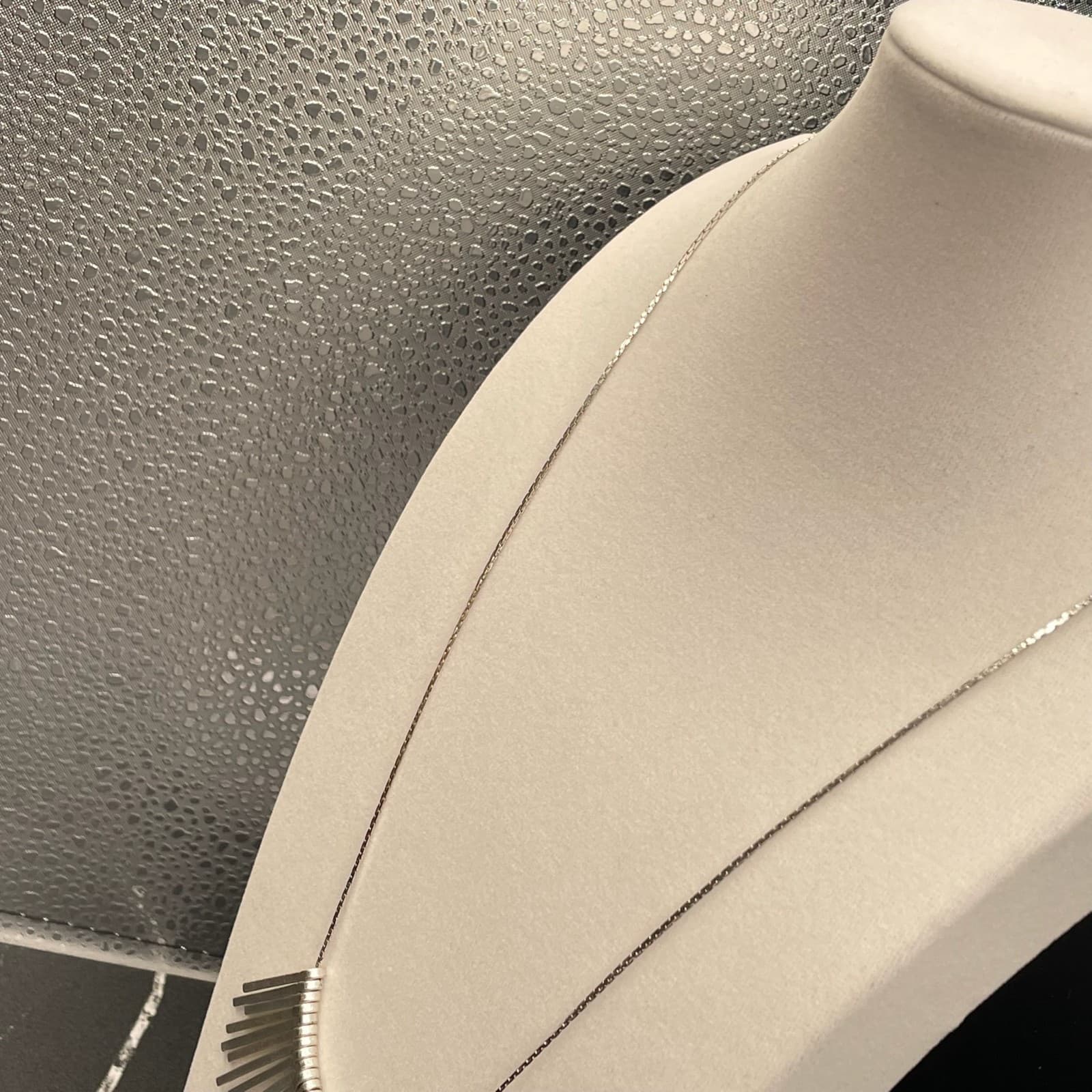 Vintage Silver Toned Lobster Modernist Statement Fringe Necklace Sunburst - 14" - Thumbnail 7