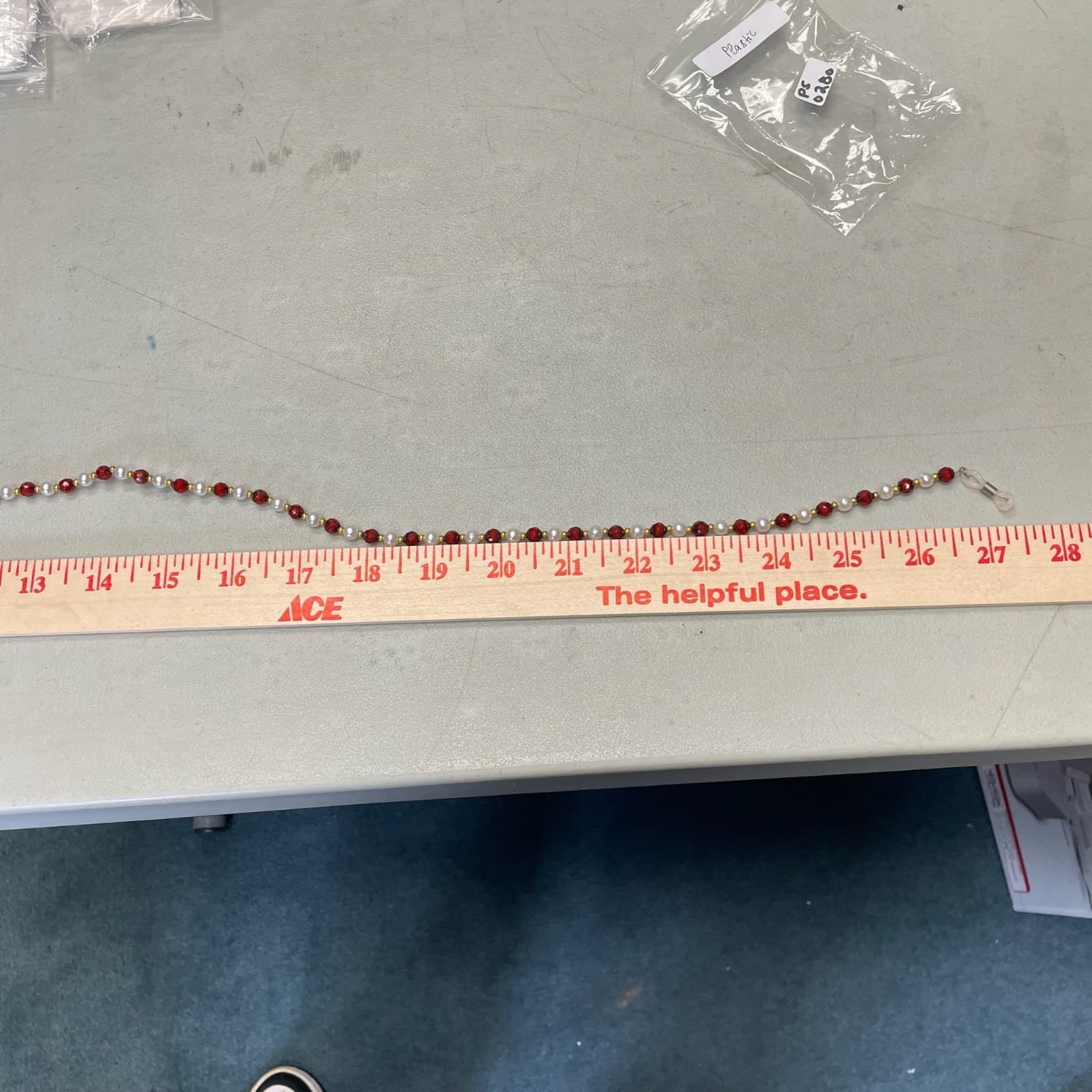 Vintage Red Gold White Faux Pearl & Gemstone Beaded Womens Fashion Jewelry Long - Thumbnail 3