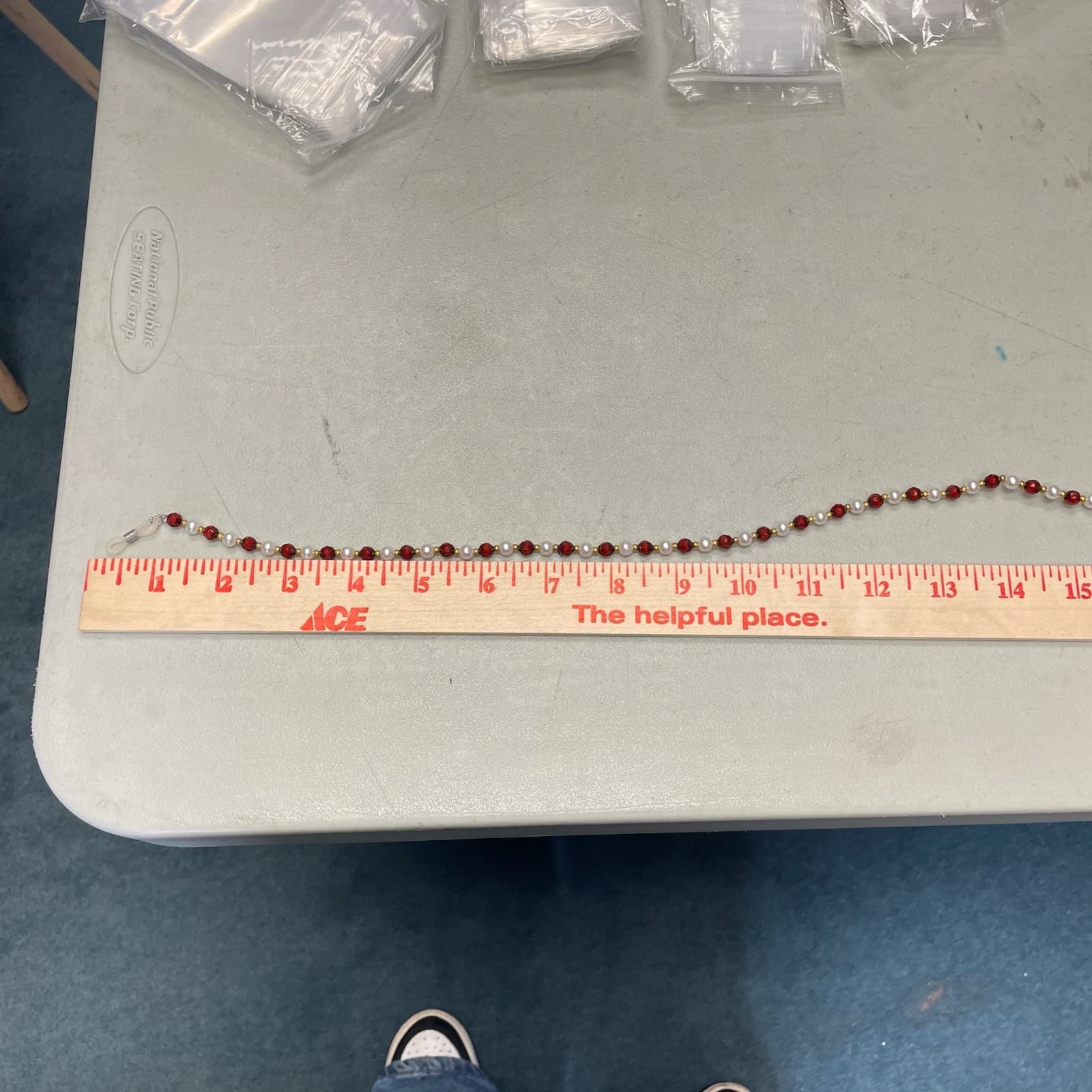 Vintage Red Gold White Faux Pearl & Gemstone Beaded Womens Fashion Jewelry Long - Thumbnail 2